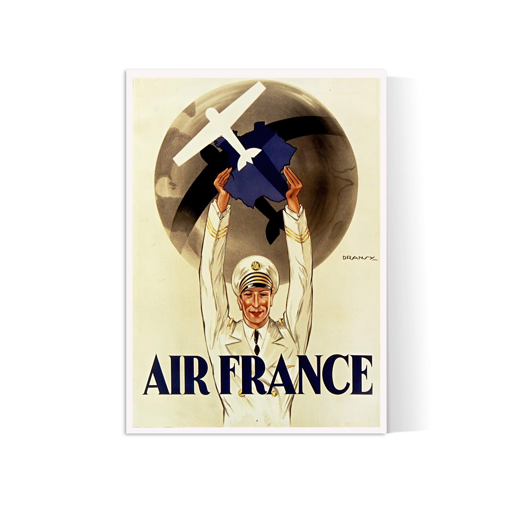 Affiche Vintage "Première Affiche Publicitaire Air France" - Dransy - Haute Définition - papier mat 230gr/m2 - Poster Vintage