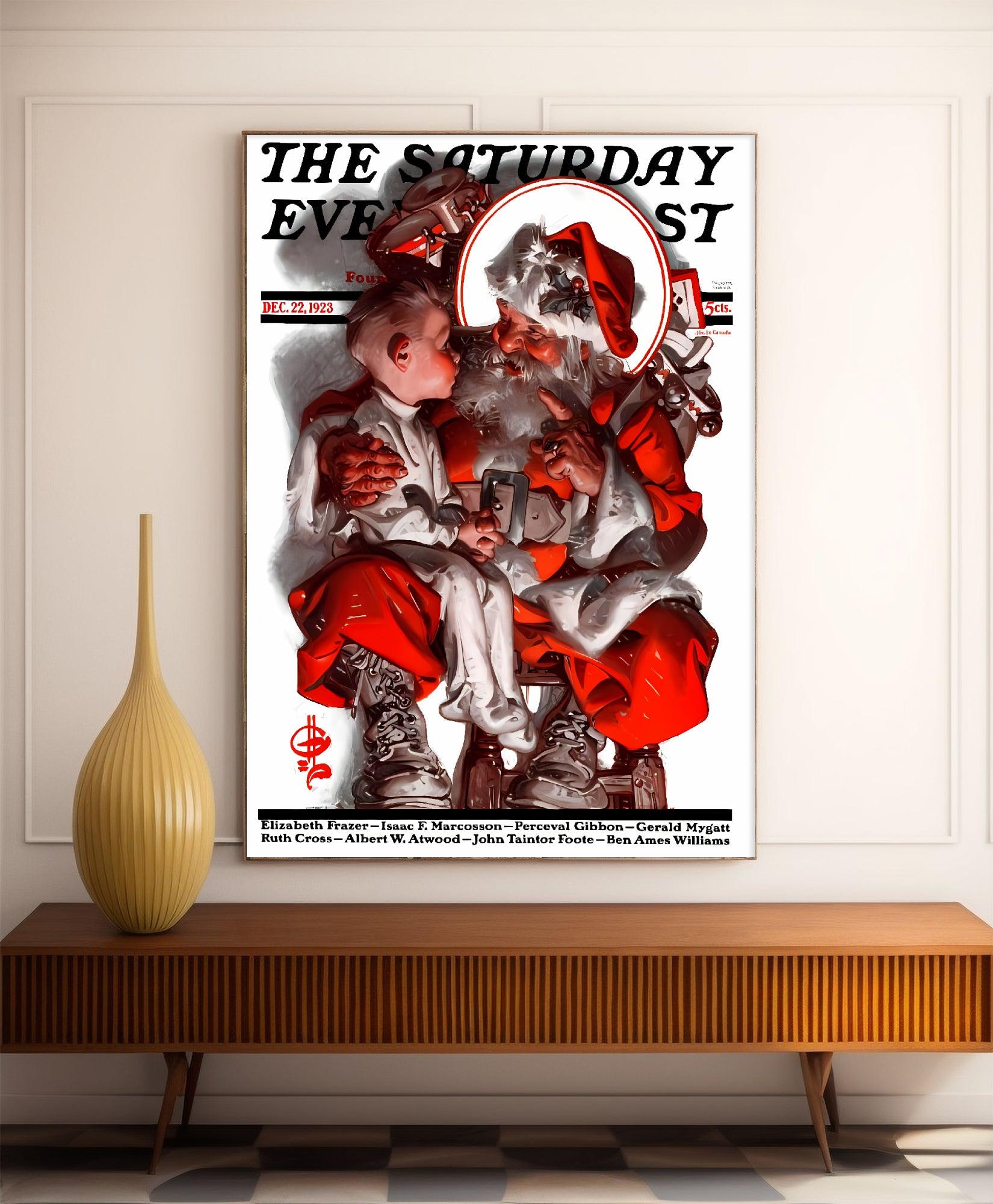 Affiche Vintage "Saturday evening post - Noël 1923" - Leyendecker - Haute Définition - papier mat 230gr/m² - Poster Vintage