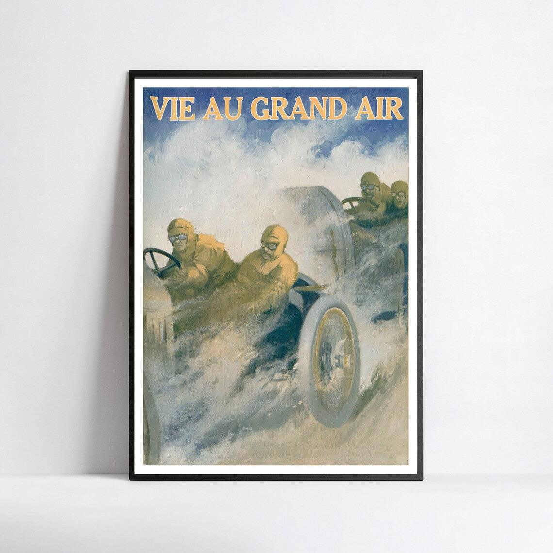 Affiche vintage voiture "Vie au grand Air" - Haute Définition - papier mat 230gr/m² - Poster Vintage