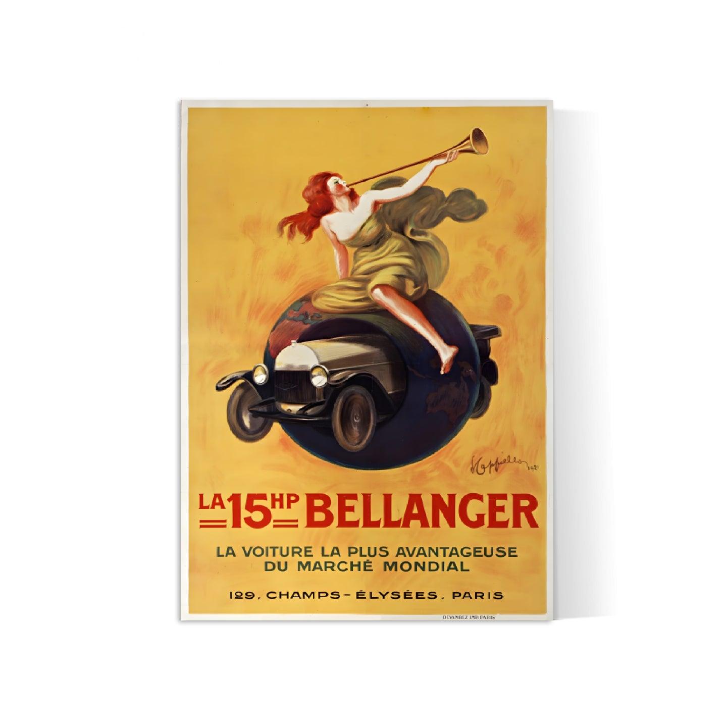 Affiche voiture vintage "15HP Bellanger" - Leonetto Cappiello - Haute Définition - papier mat 230gr/m² - Poster Vintage