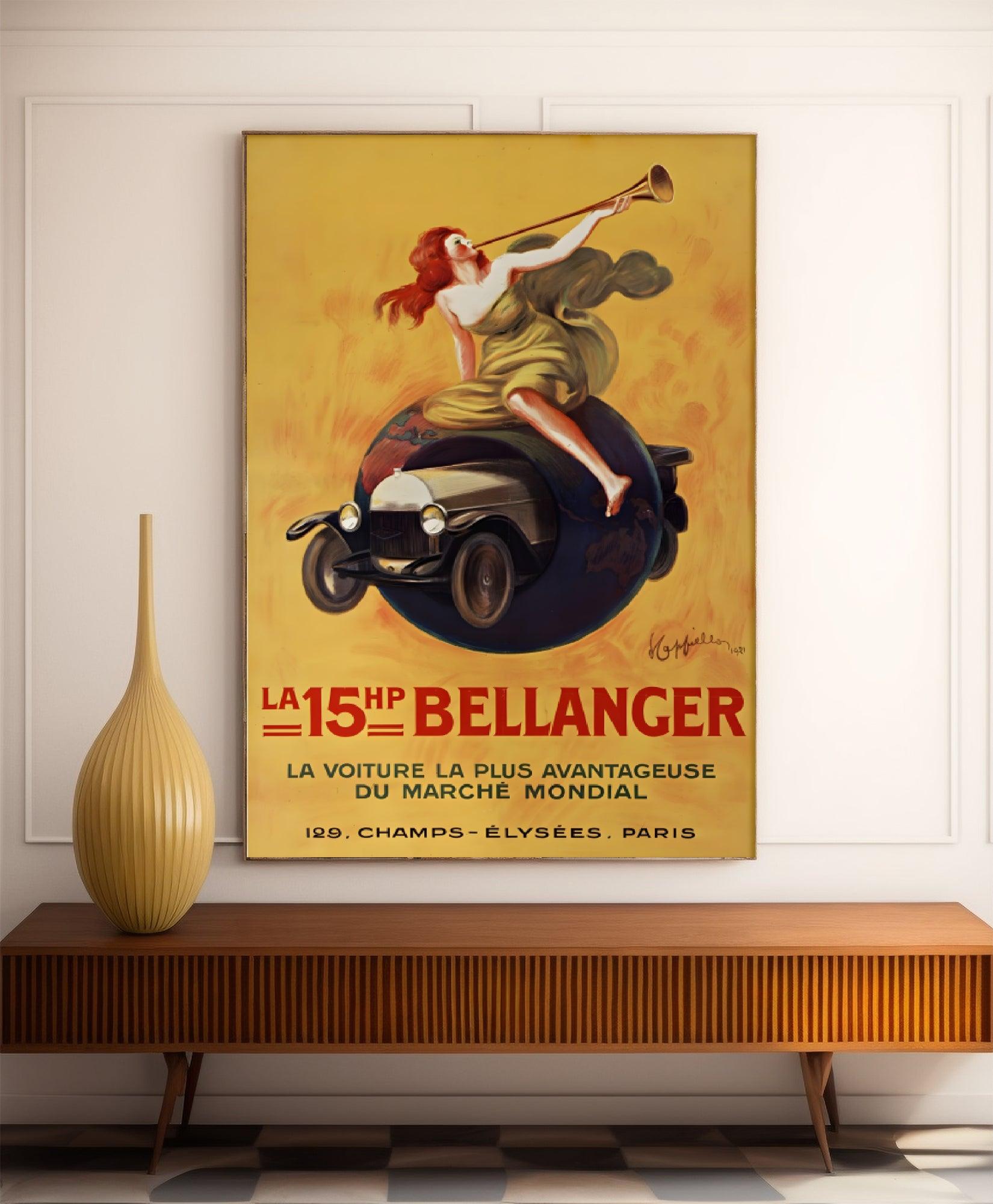 Affiche voiture vintage "15HP Bellanger" - Leonetto Cappiello - Haute Définition - papier mat 230gr/m² - Poster Vintage