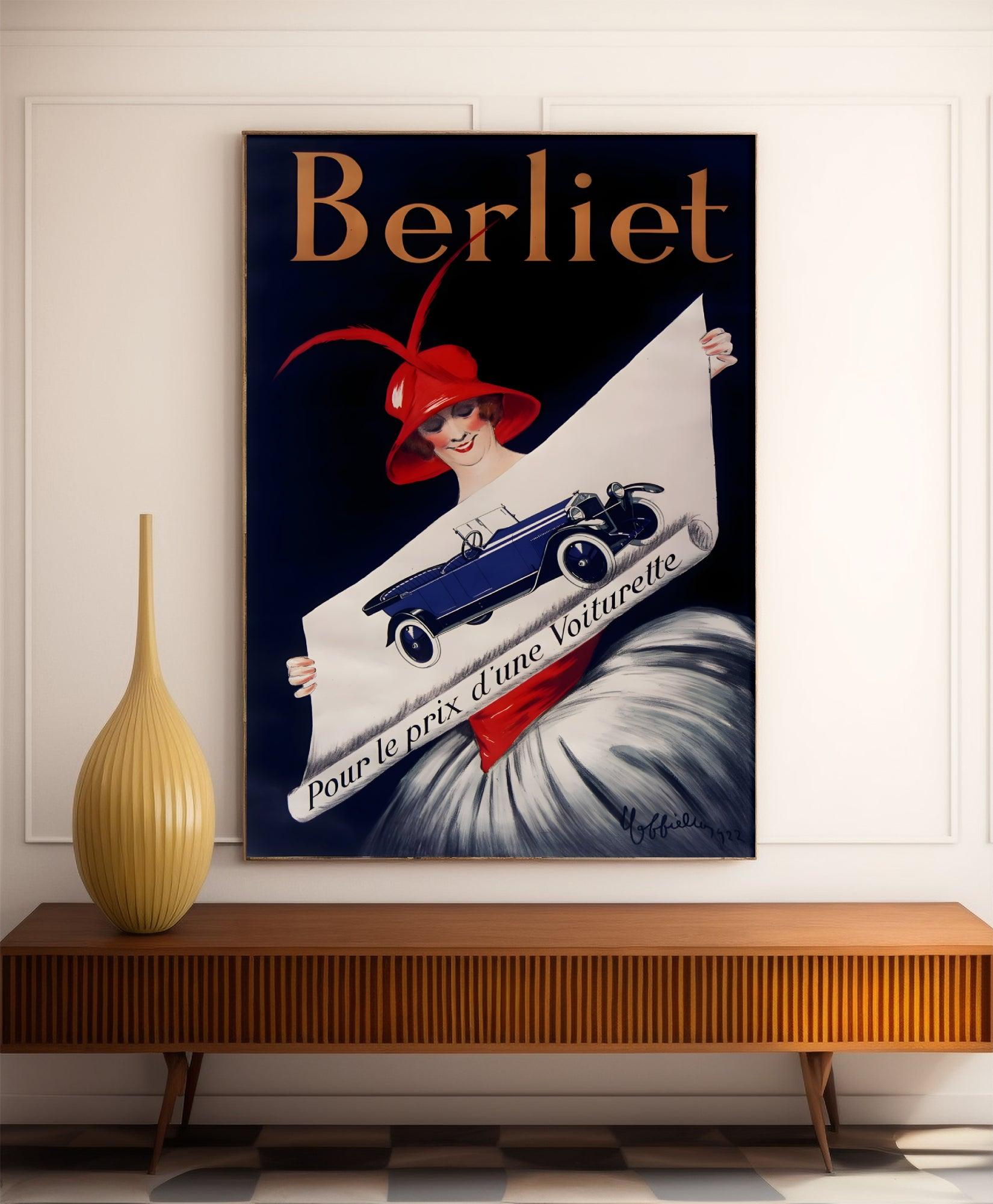 Affiche voiture vintage "Automobile Berliet" - Leonetto Cappiello - Haute Définition - papier mat 230gr/m² - Poster Vintage