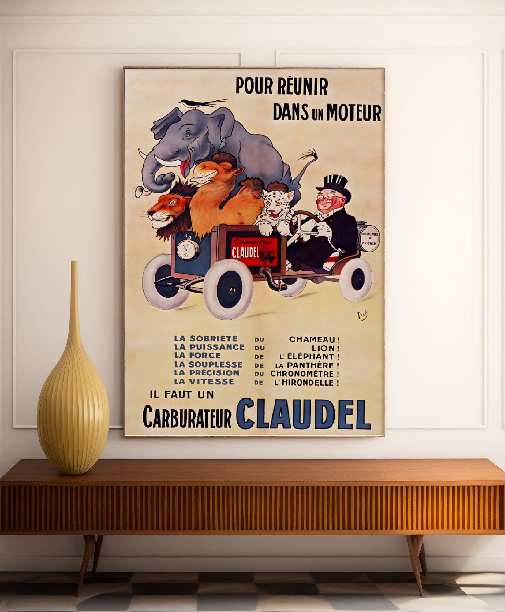 Affiche voiture vintage "Carburateur Claudel" - Mich - Haute Définition - papier mat 230gr/m² - Poster Vintage