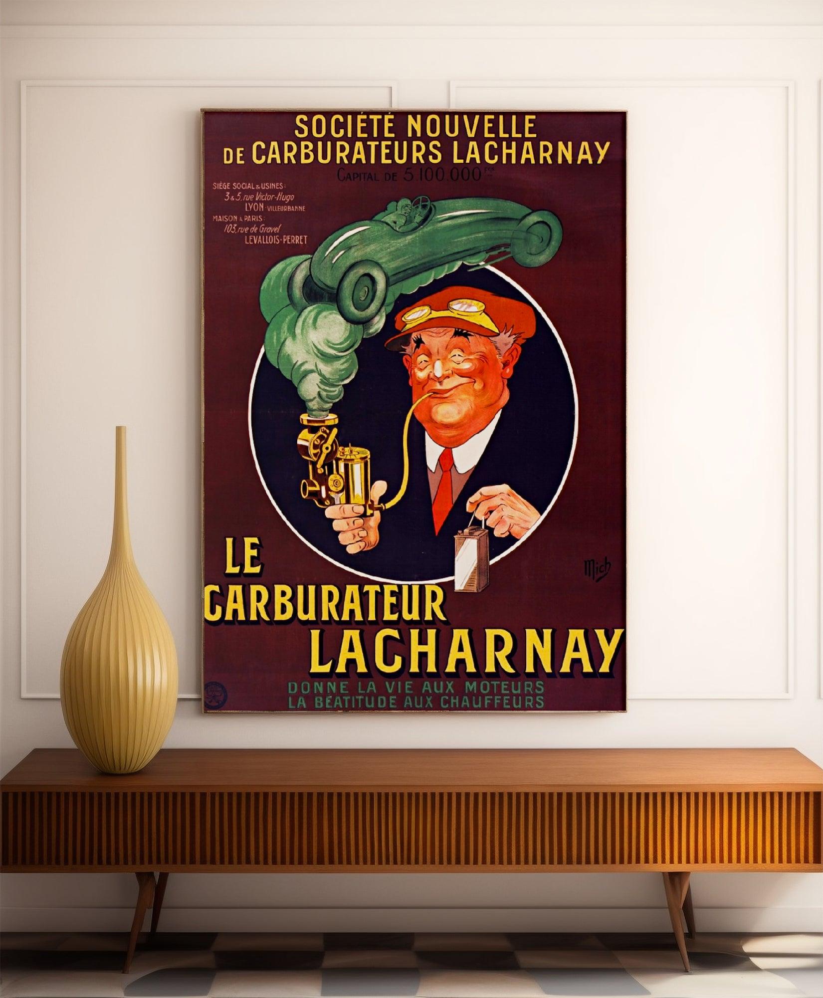 Affiche voiture vintage "Carburateur Lacharnay" - Mich - Haute Définition - papier mat 230gr/m² - Poster Vintage