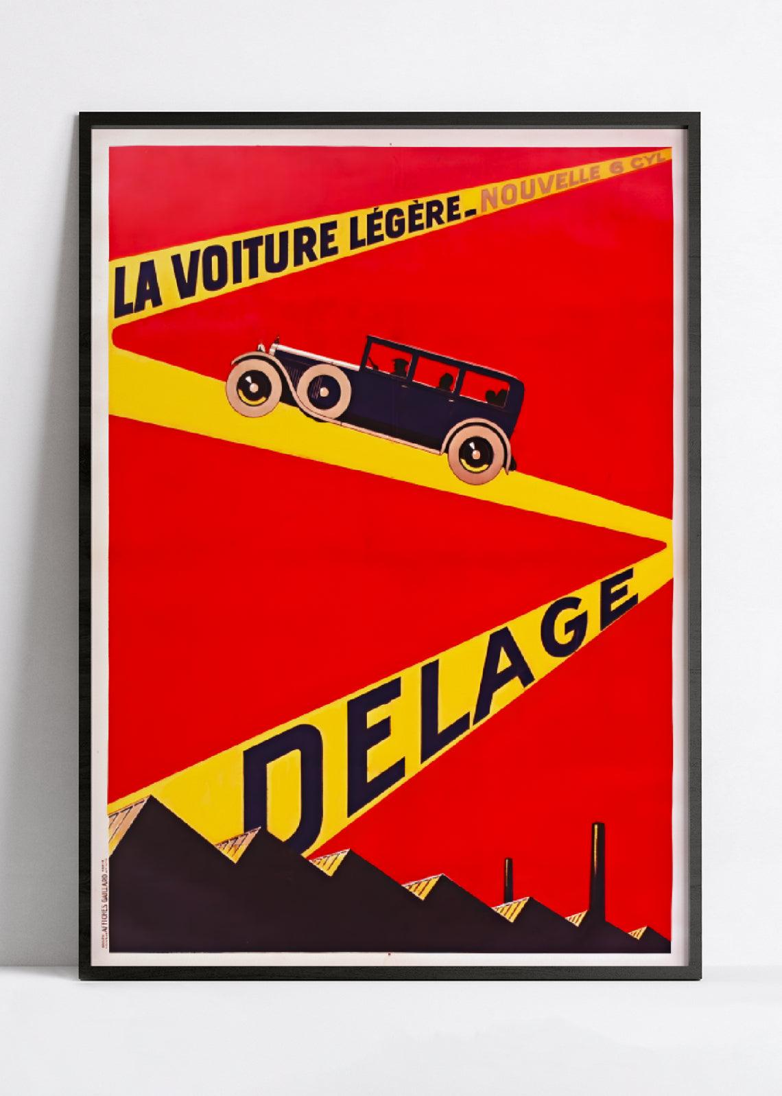 Affiche voiture vintage "Delage" - Haute Définition - papier mat 230gr/m² - Poster Vintage