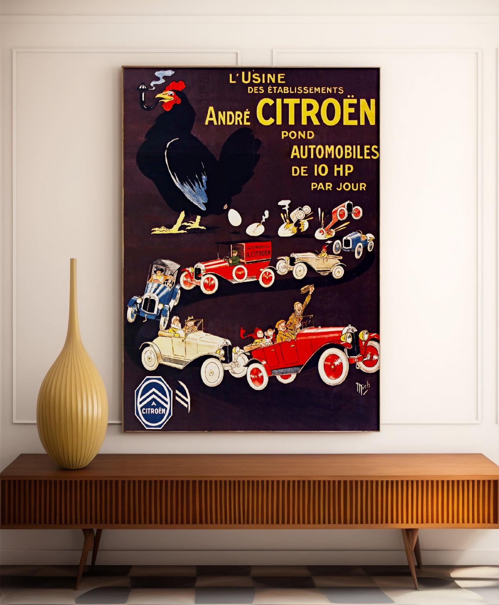 Affiche voiture vintage "Usine Citroën" - Mich - Haute Définition - papier mat 230gr/m² - Poster Vintage