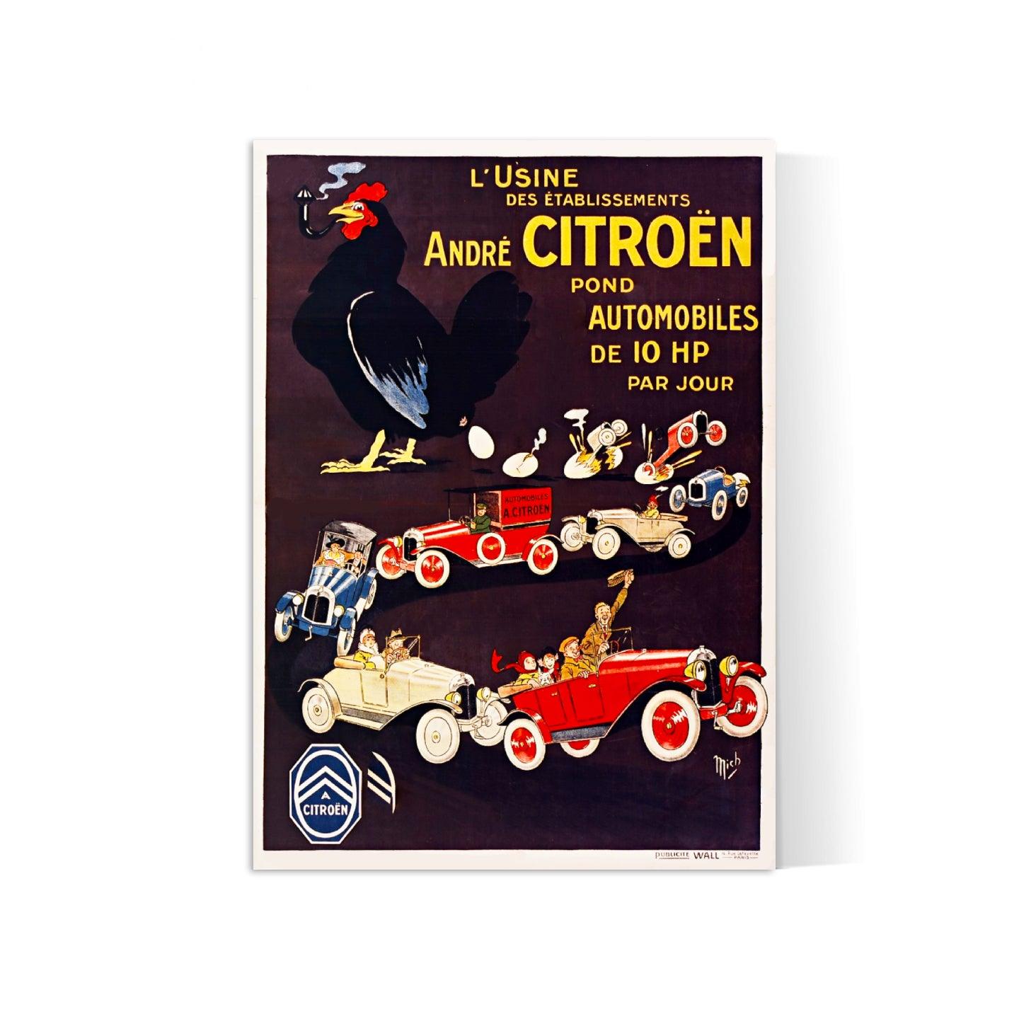 Affiche voiture vintage "Usine Citroën" - Mich - Haute Définition - papier mat 230gr/m² - Poster Vintage