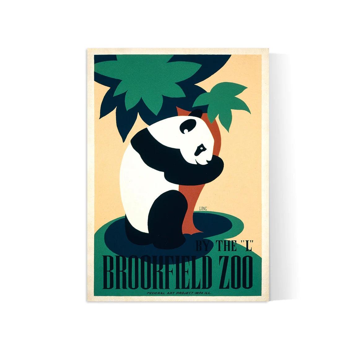 Affiche voyage "Brookfield Zoo - Panda" - vintage - Haute Définition - papier mat 230gr/m² - Poster Vintage