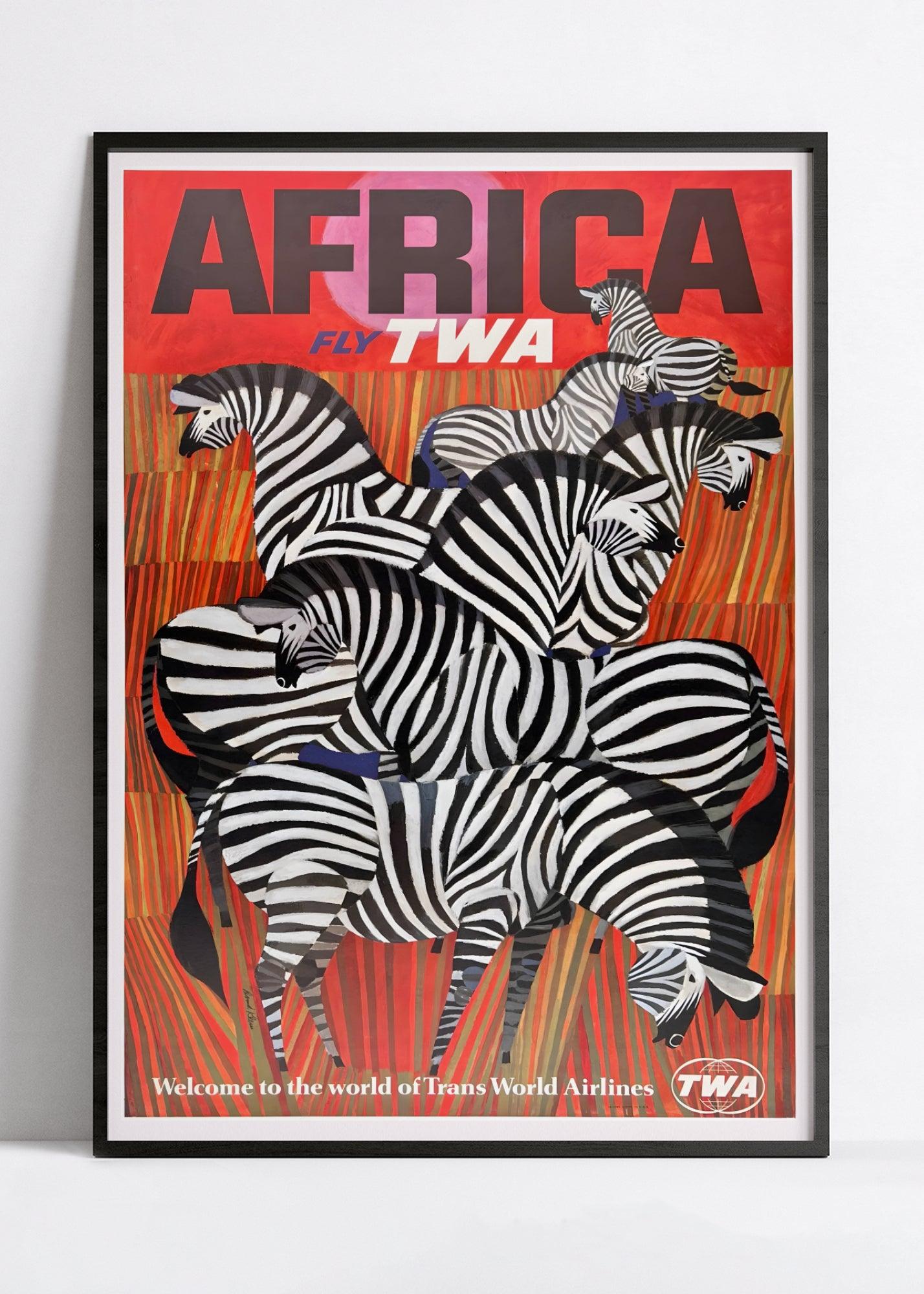 Affiche voyage vintage "Africa" - TWA - Haute Définition - papier mat 230gr/m² - Poster Vintage