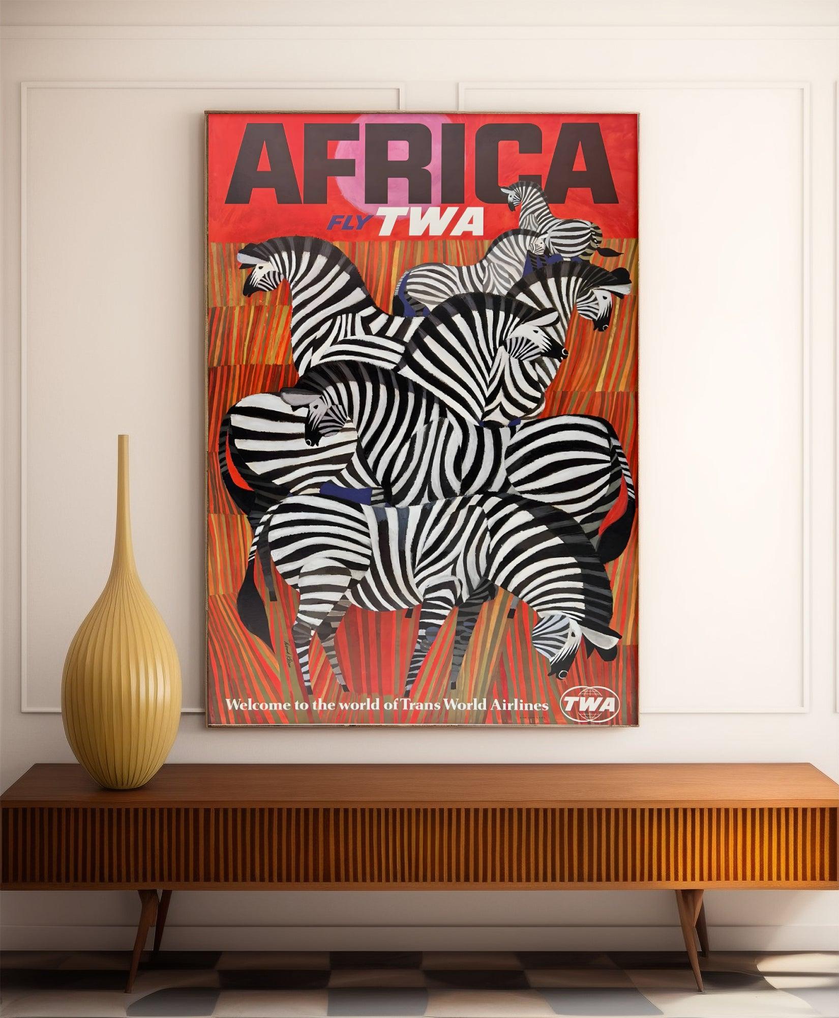 Affiche voyage vintage "Africa" - TWA - Haute Définition - papier mat 230gr/m² - Poster Vintage