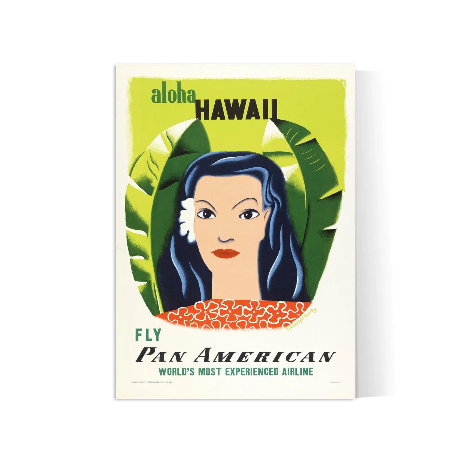 Affiche voyage vintage "Aloha Hawaii" Pan American - Edward Macknight Kauffer- Haute Définition - papier mat 230gr/m² - Poster Vintage