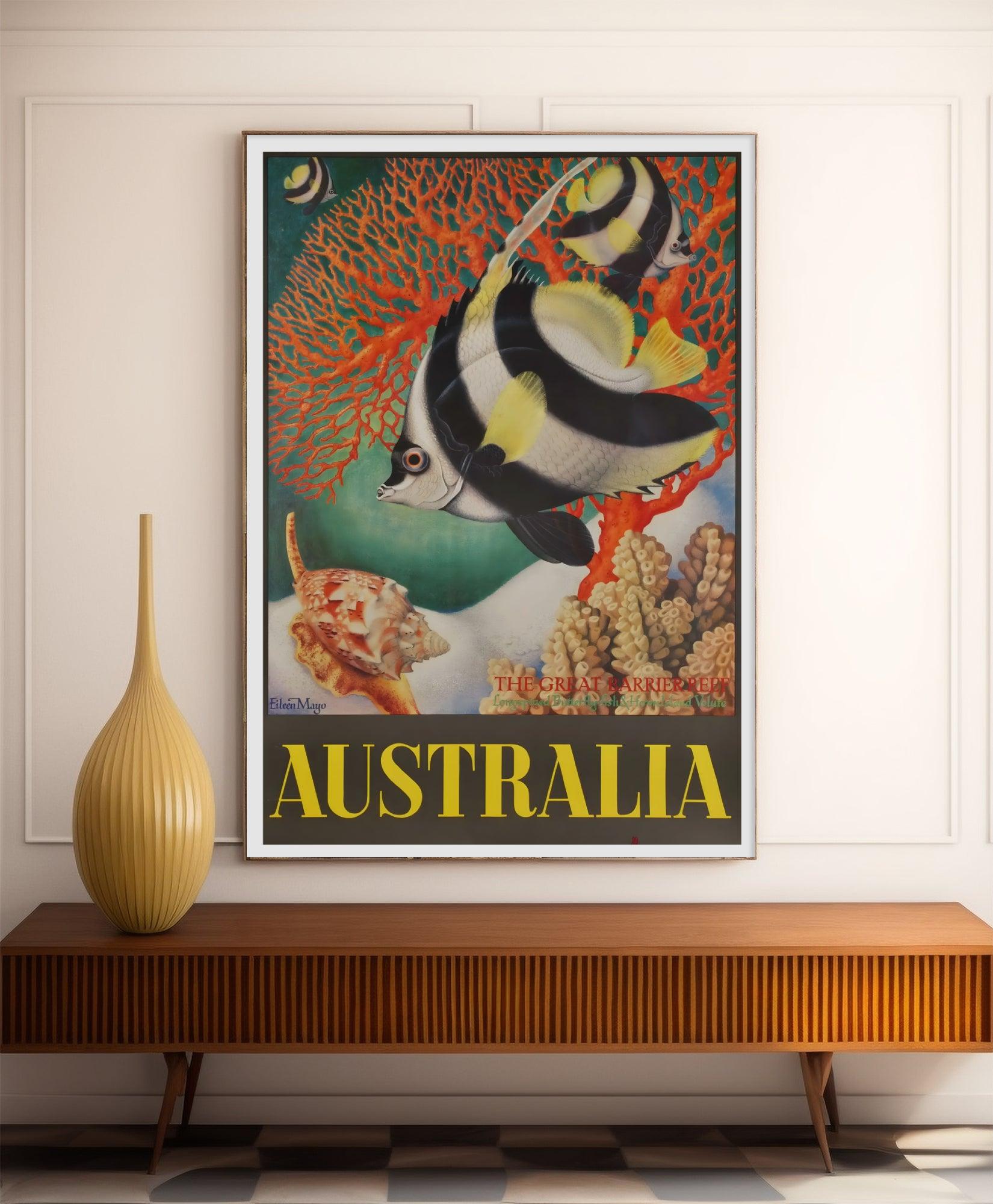 Affiche voyage vintage "Australie" - Poissons Exotiques - Haute Définition - papier mat 230gr/m² - Poster Vintage