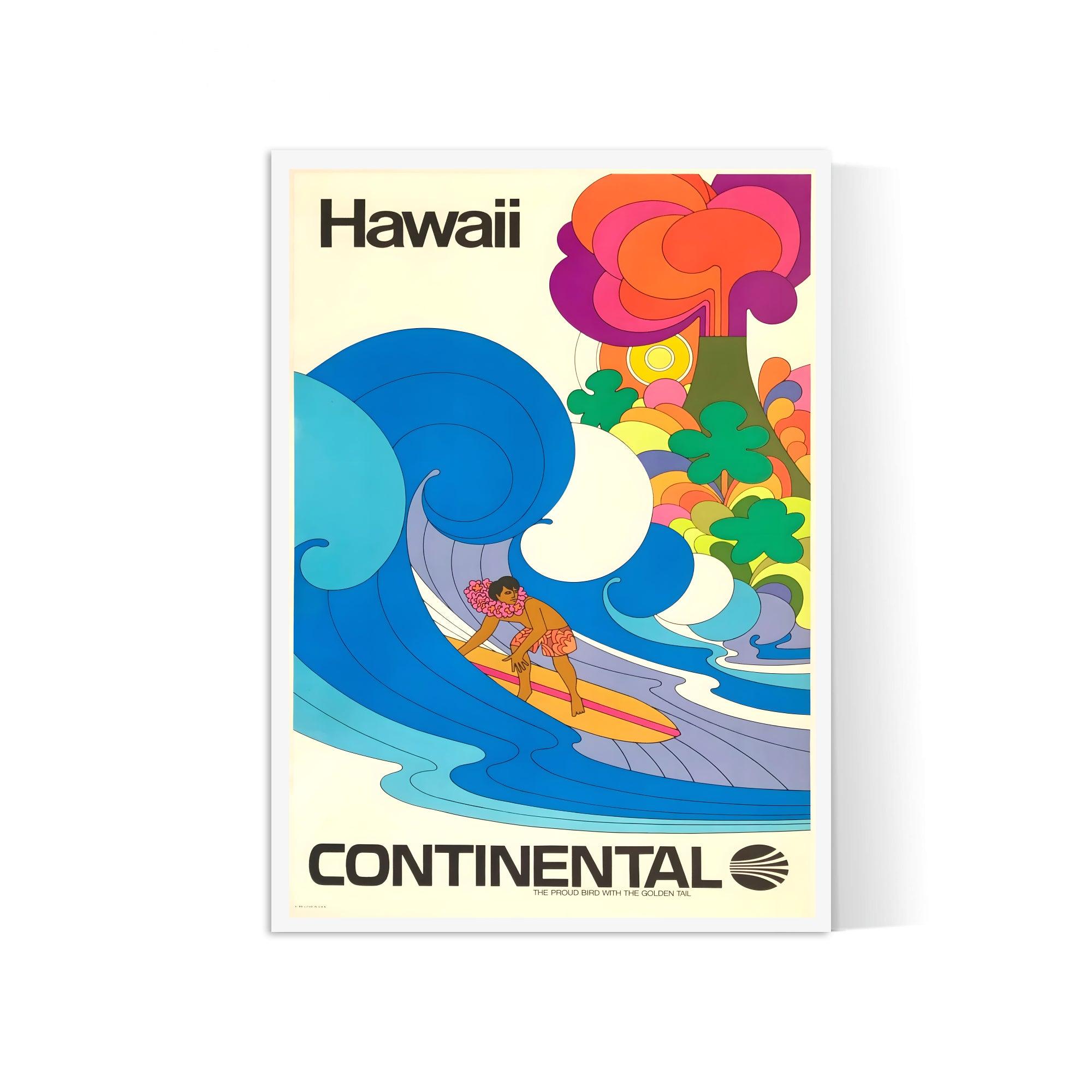 Affiche voyage vintage "Hawaii" - Continental - Haute Définition - papier mat 230gr/m² - Poster Vintage