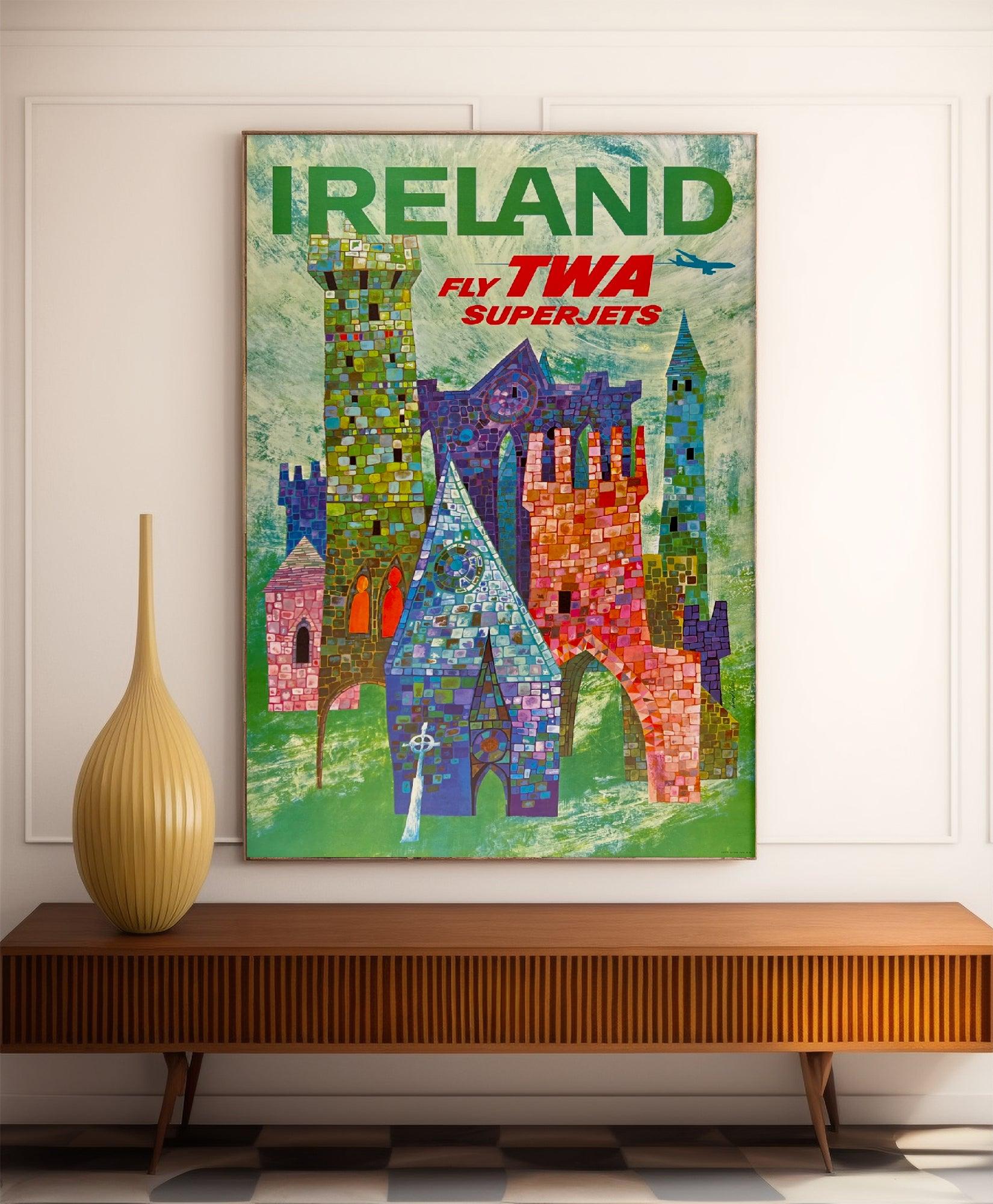 Affiche voyage vintage "Ireland" - TWA - Haute Définition - papier mat 230gr/m² - Poster Vintage