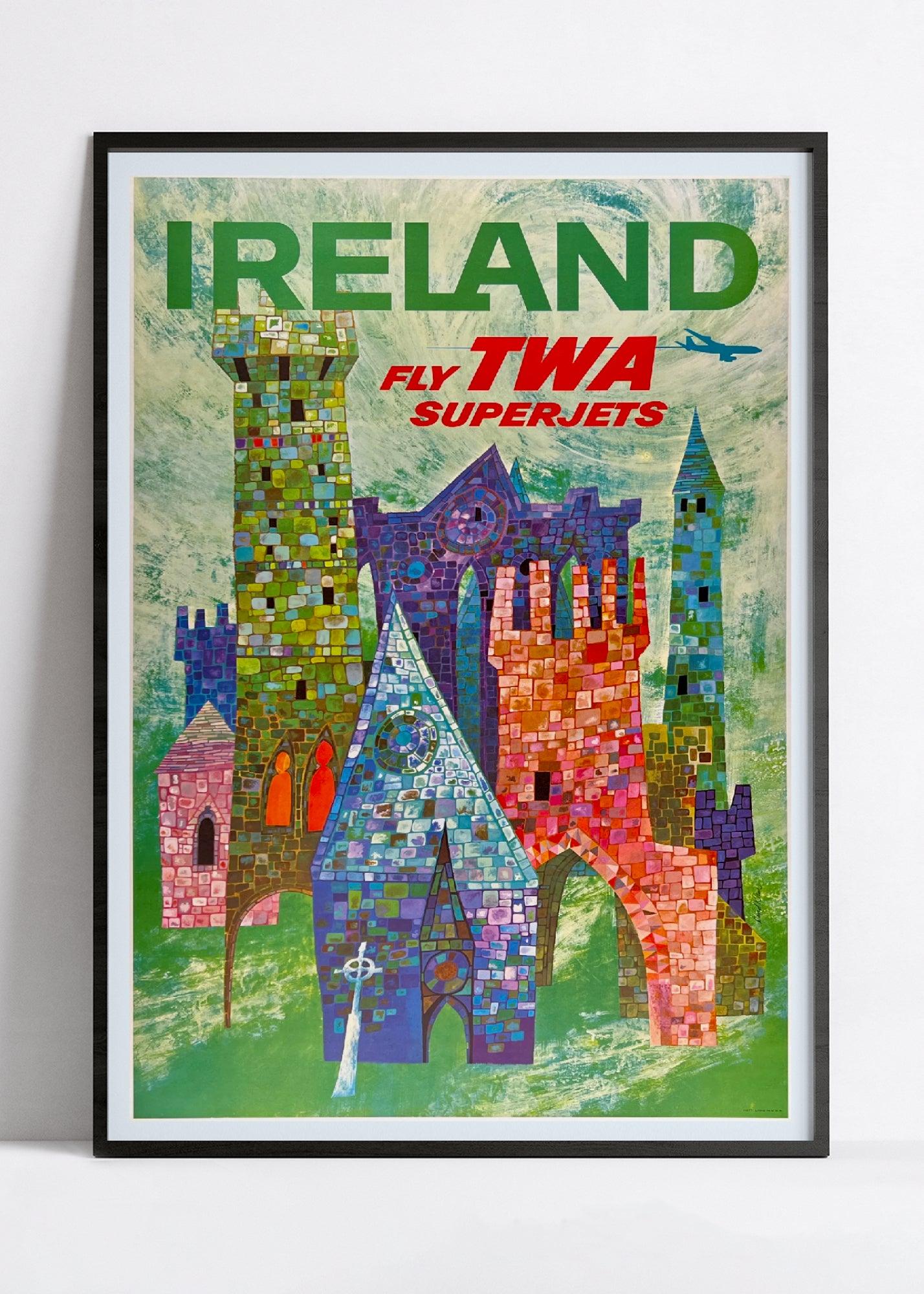 Affiche voyage vintage "Ireland" - TWA - Haute Définition - papier mat 230gr/m² - Poster Vintage