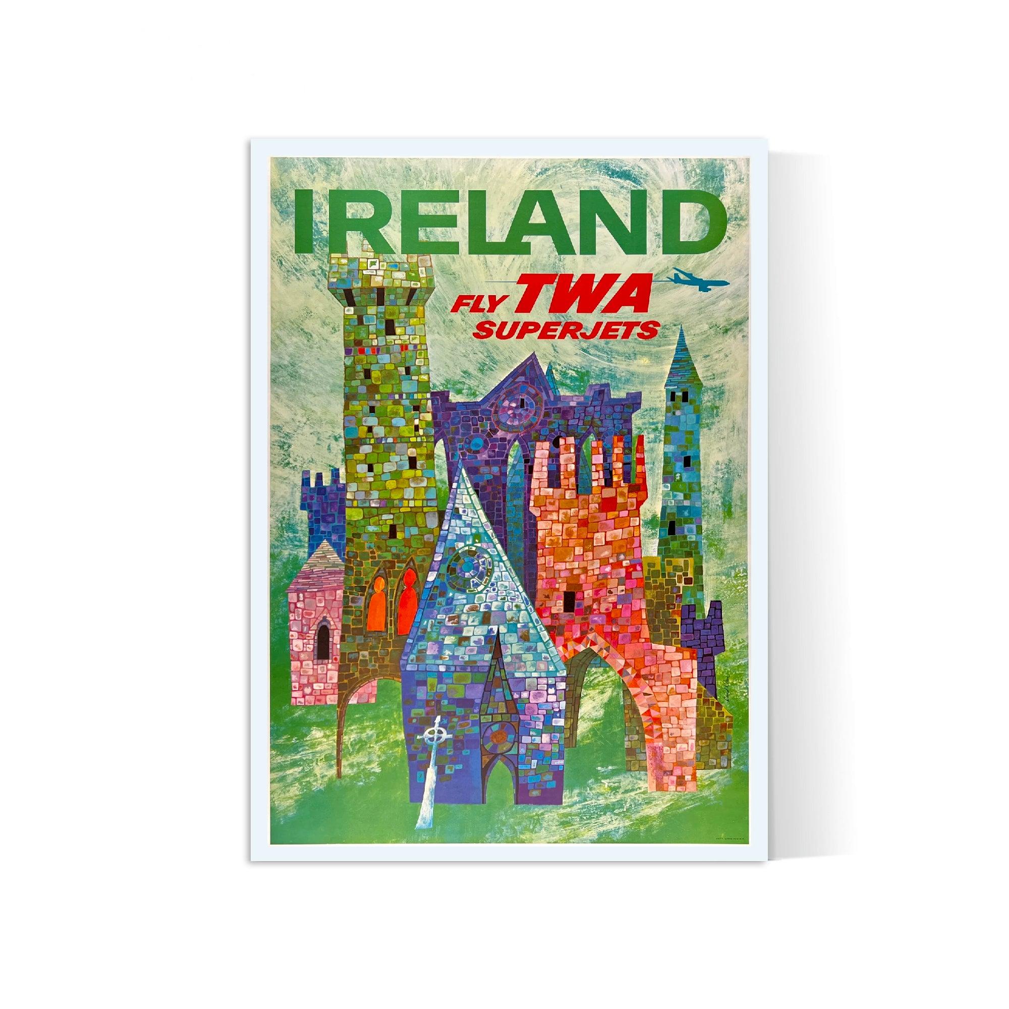 Affiche voyage vintage "Ireland" - TWA - Haute Définition - papier mat 230gr/m² - Poster Vintage