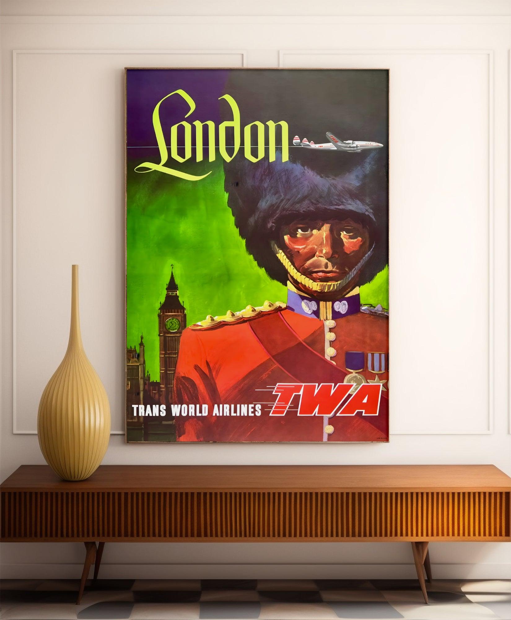 Affiche voyage vintage "London" - TWA - Haute Définition - papier mat 230gr/m² - Poster Vintage