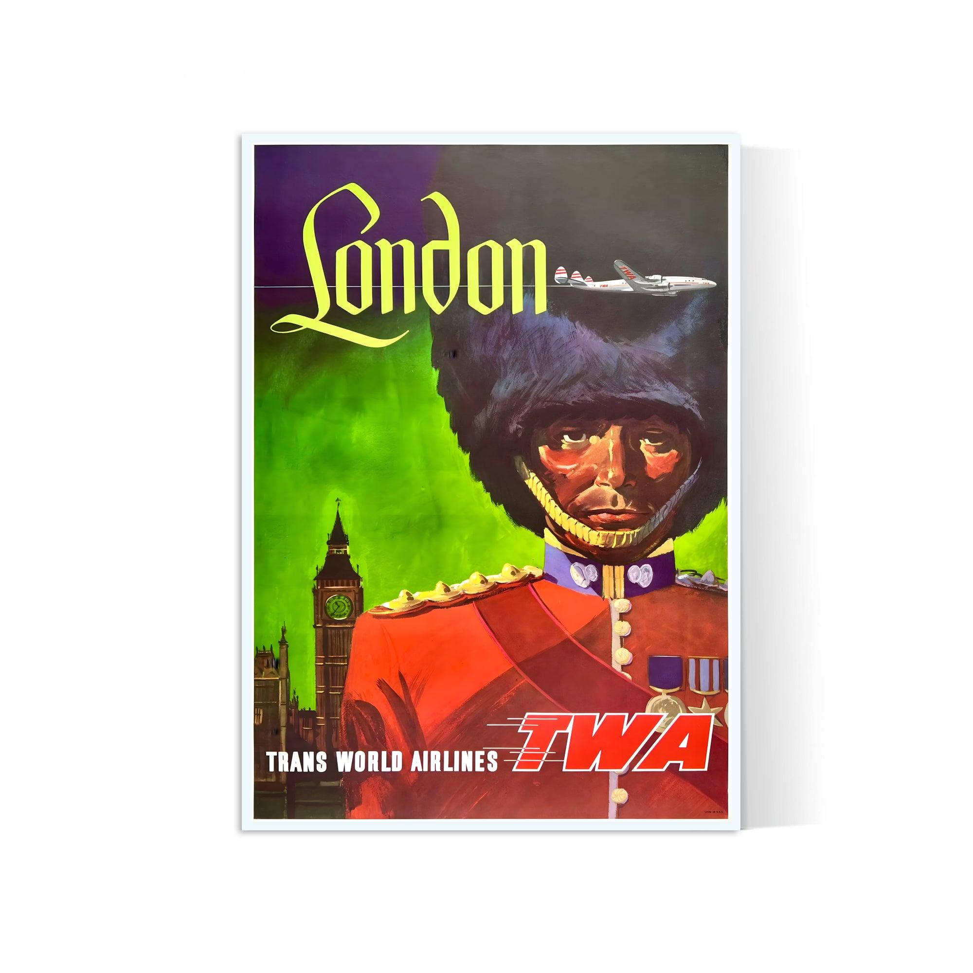 Affiche voyage vintage "London" - TWA - Haute Définition - papier mat 230gr/m² - Poster Vintage