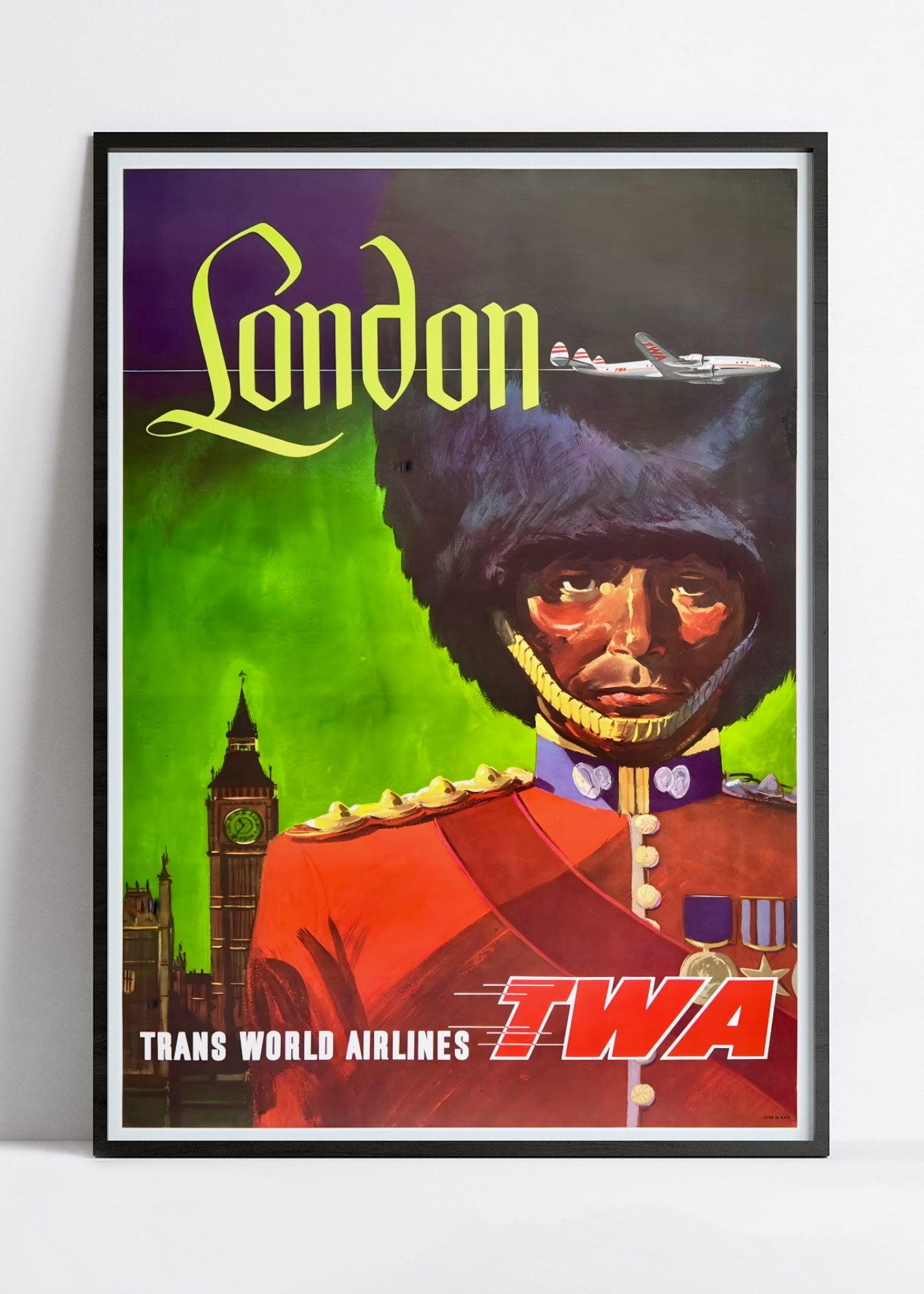 Affiche voyage vintage "London" - TWA - Haute Définition - papier mat 230gr/m² - Poster Vintage