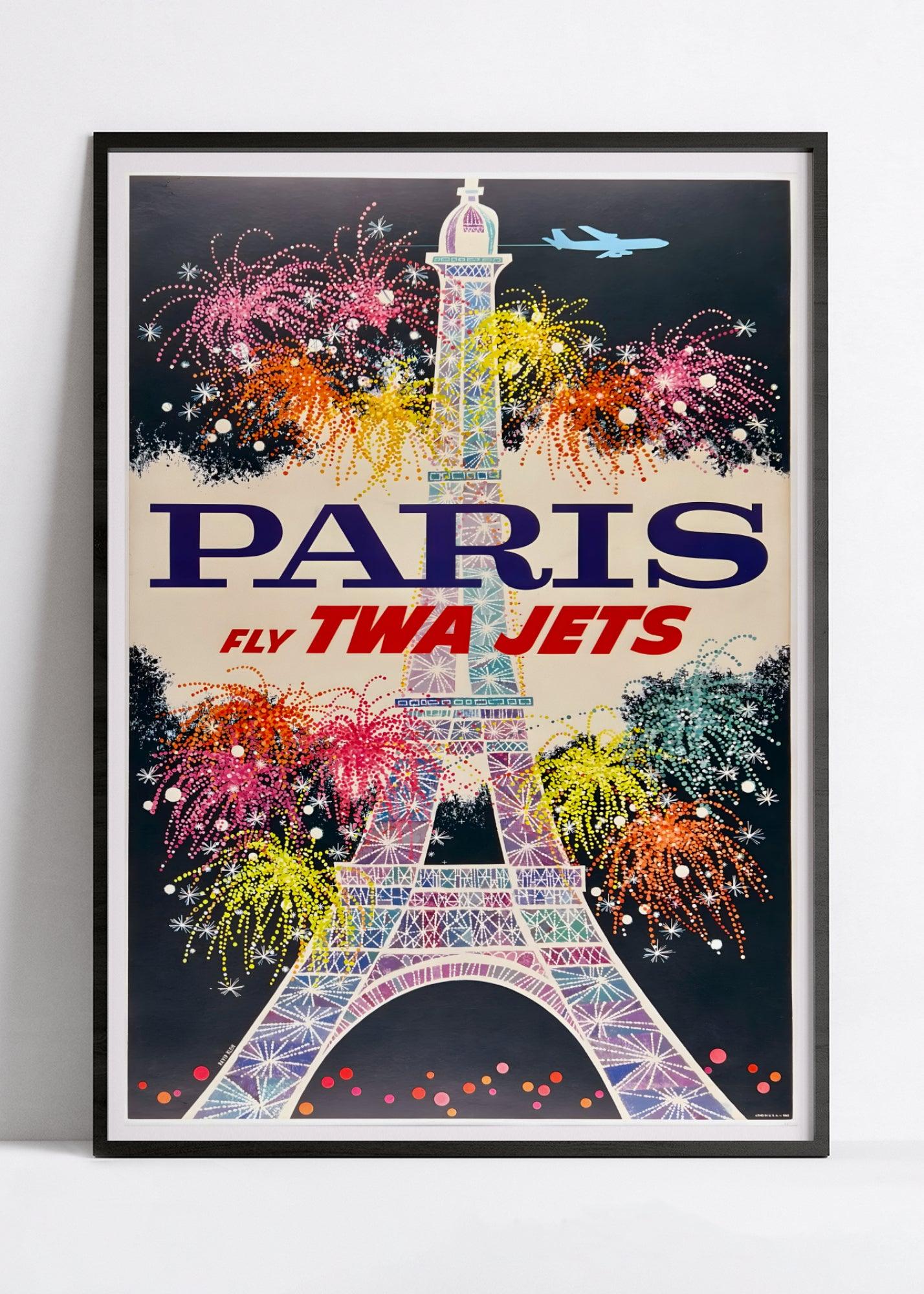 Affiche voyage vintage "Paris - Tour Eiffel" - TWA - Haute Définition - papier mat 230gr/m² - Poster Vintage