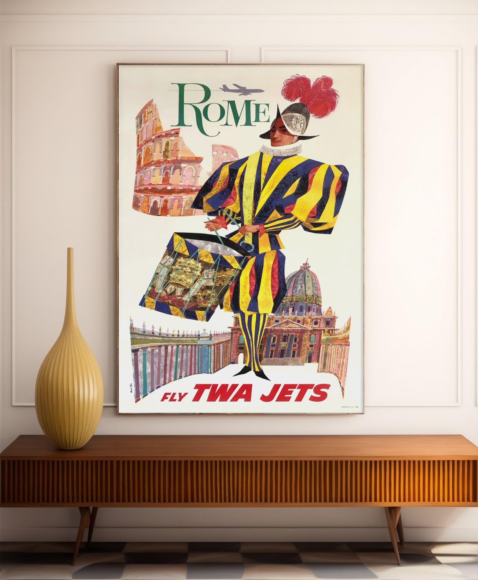 Affiche voyage vintage "Rome" - TWA - Haute Définition - papier mat 230gr/m² - Poster Vintage