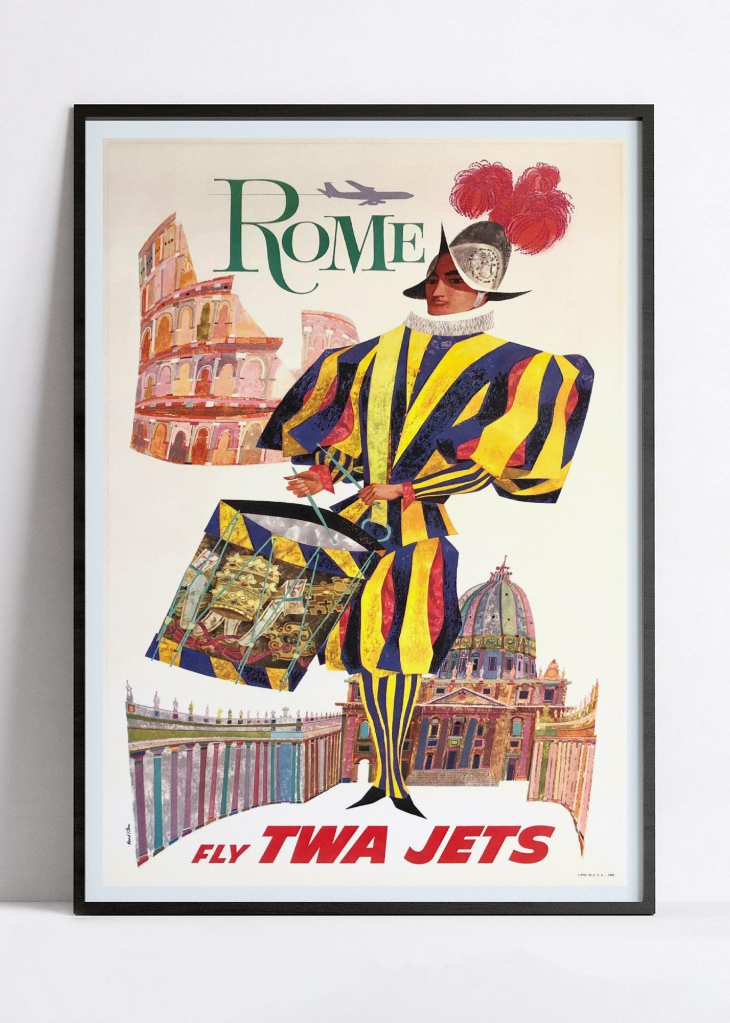 Affiche voyage vintage "Rome" - TWA - Haute Définition - papier mat 230gr/m² - Poster Vintage