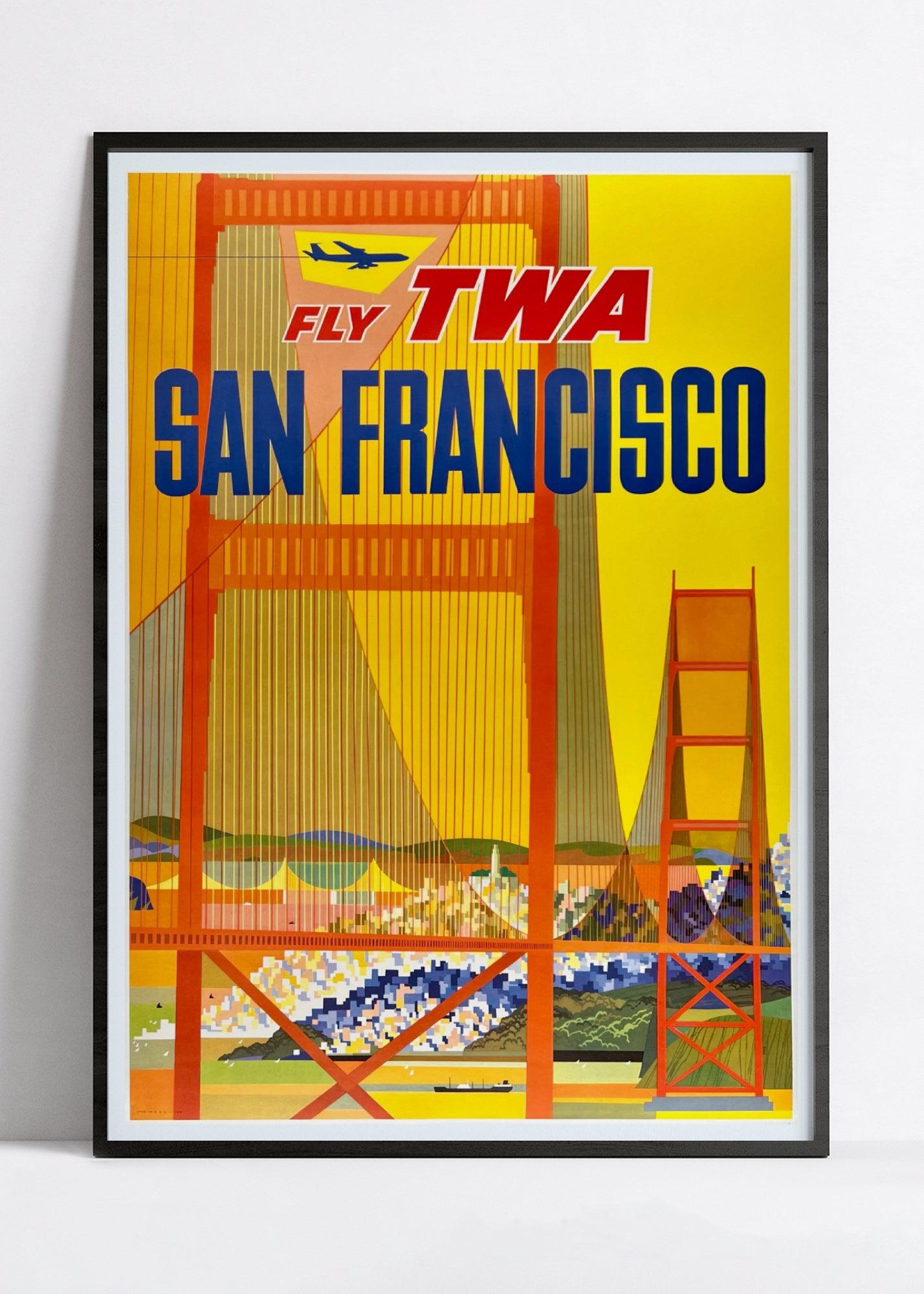 Affiche voyage vintage "San Francisco" - TWA - Haute Définition - papier mat 230gr/m² - Poster Vintage