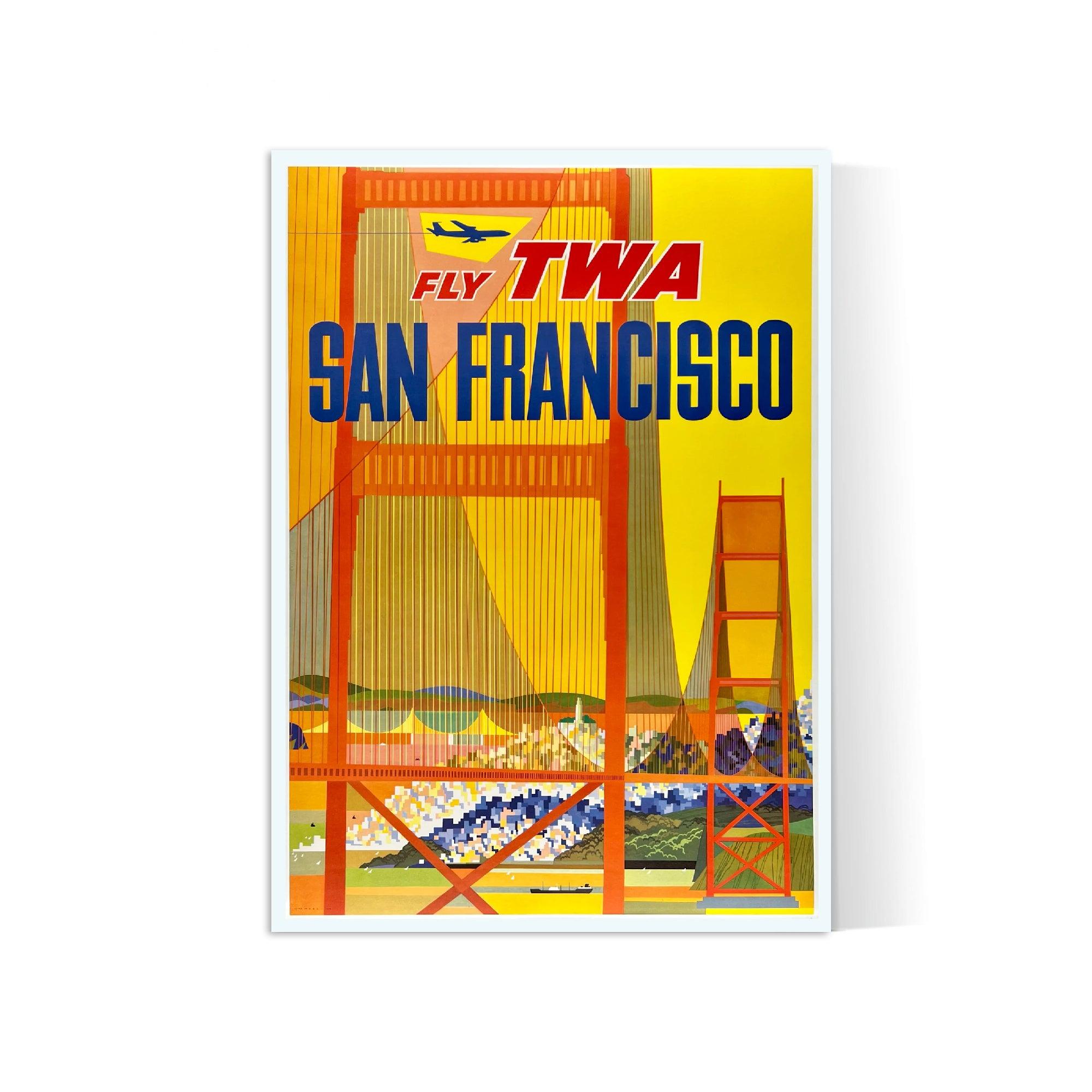 Affiche voyage vintage "San Francisco" - TWA - Haute Définition - papier mat 230gr/m² - Poster Vintage