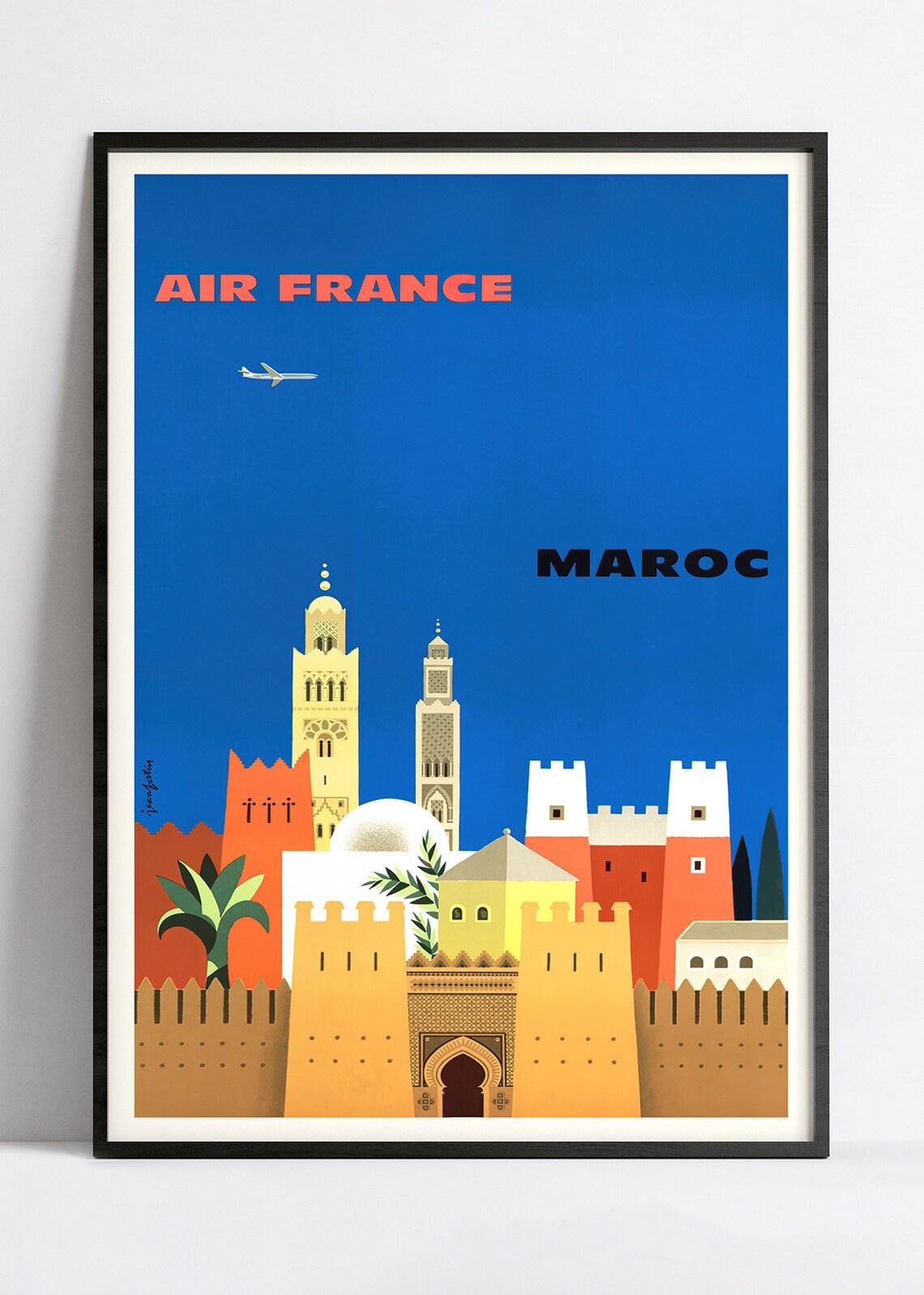 Air France "Maroc" - Jean Fortin - Haute Définition - papier mat 230gr/m2 - Poster Vintage
