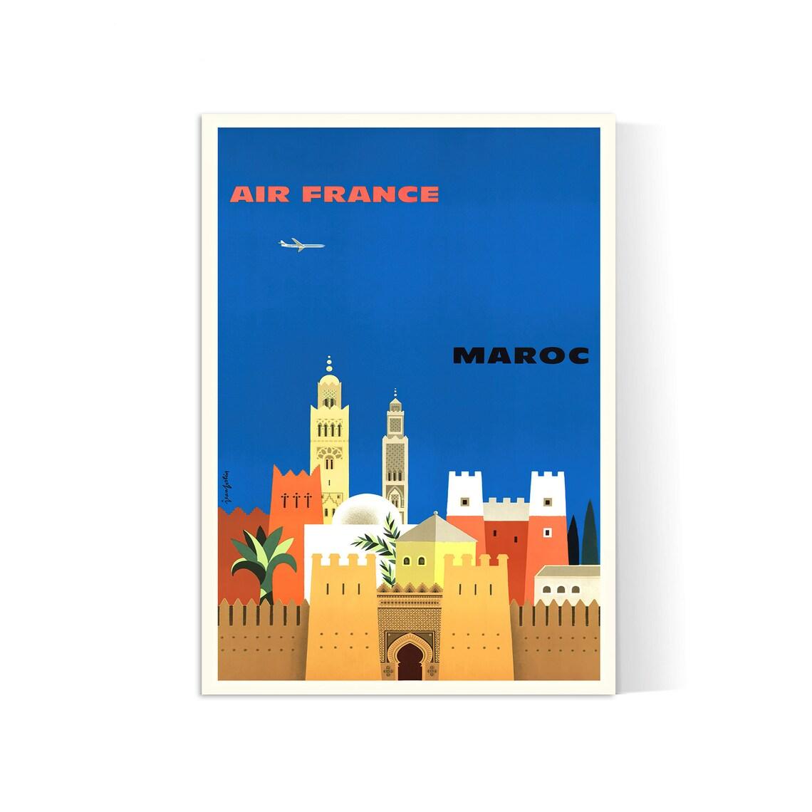 Air France "Maroc" - Jean Fortin - Haute Définition - papier mat 230gr/m2 - Poster Vintage