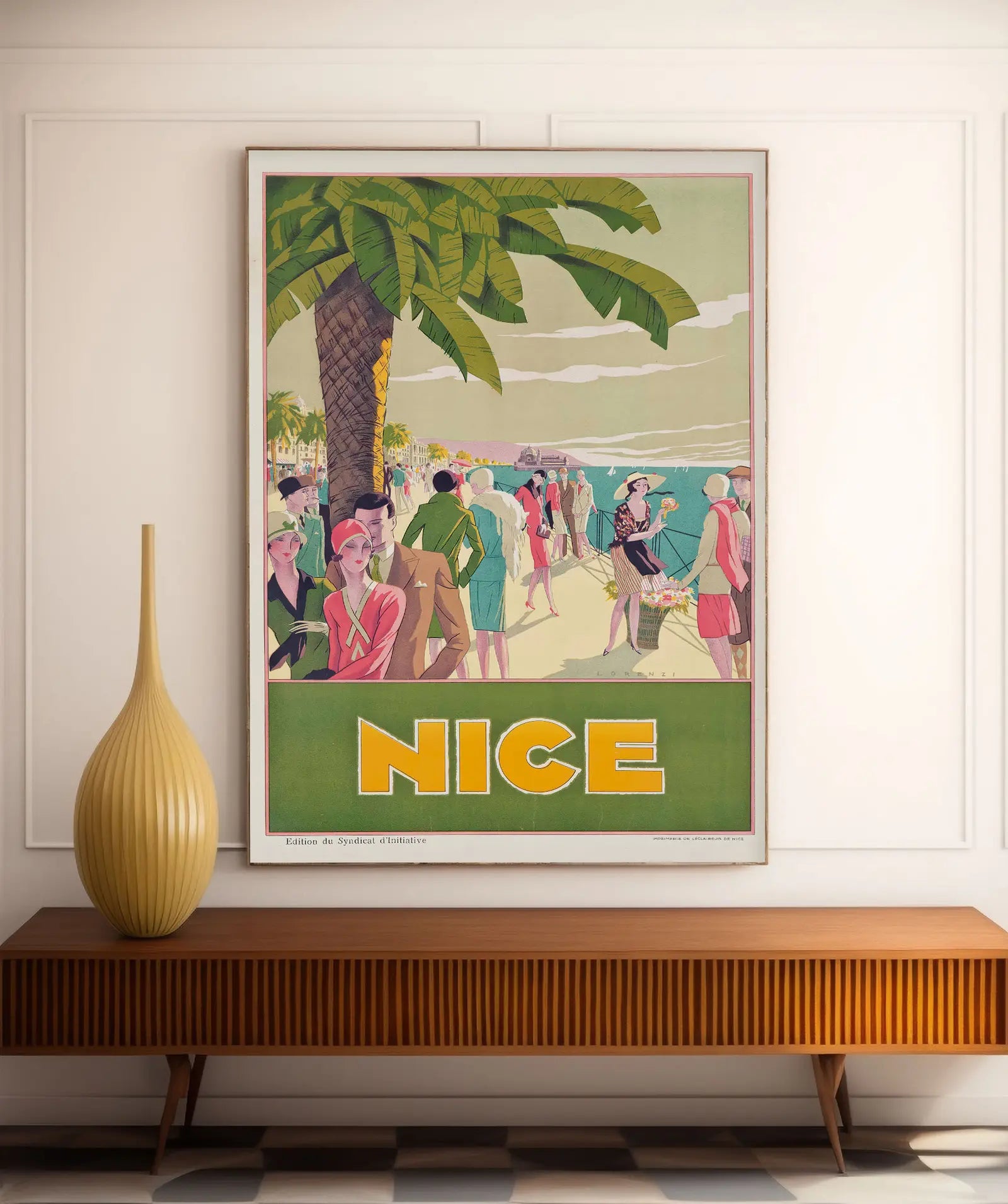 Vintage-Stadtplakat „Nice Plage“ – Alberto Fabio Lorenzi – High Definition – mattes Papier 230 g/m²