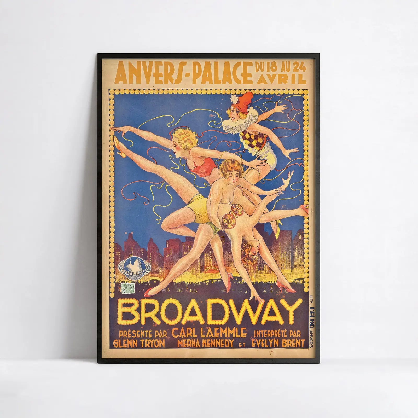 Vintage-Kabarettplakat „Broadway Antwerp Palace“ – Art Deco – High Definition – mattes Papier 230 g/m²