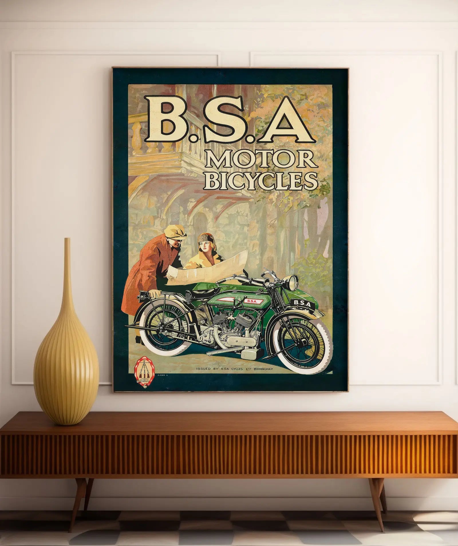 Vintage-Fahrradplakat „BSA Motor Bicycles“ – High Definition – mattes Papier 230 g/m²