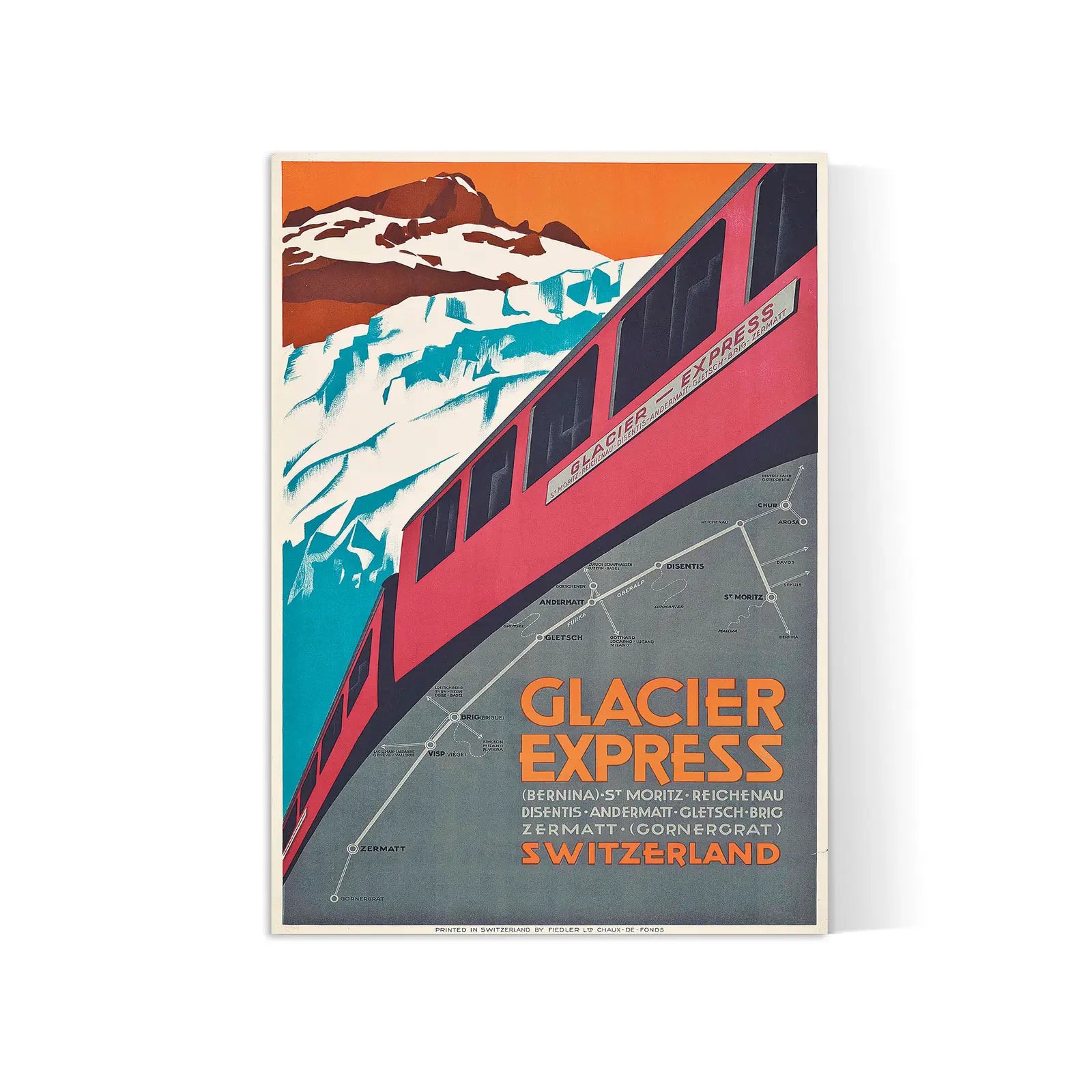 Vintage-Reiseplakat „Glacier Express Switzerland“ – High Definition – mattes Papier 230 g/m²