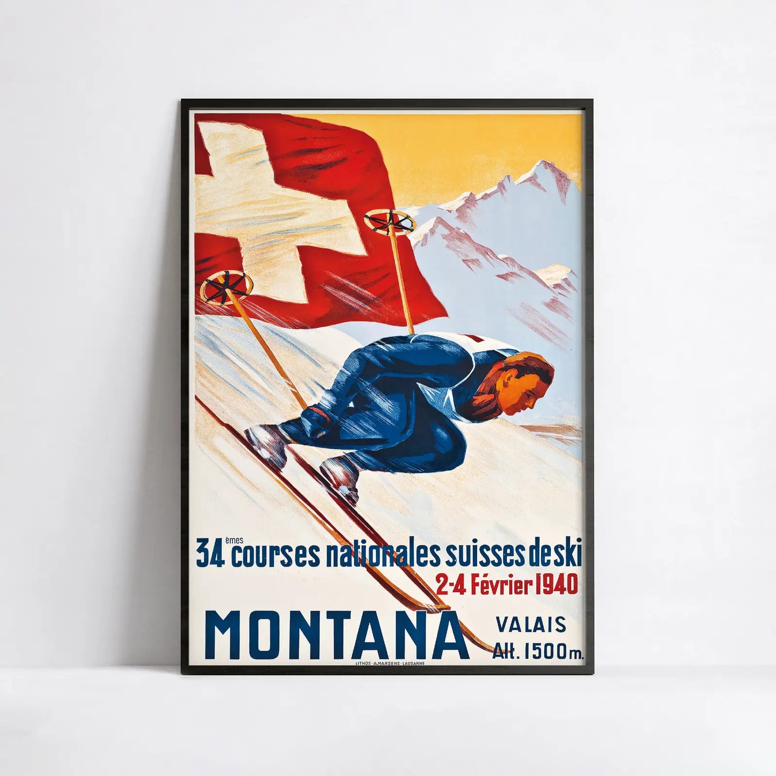 Vintage-Ski-Poster „Montana Valais“ – High Definition – 230 g/m² mattes Papier