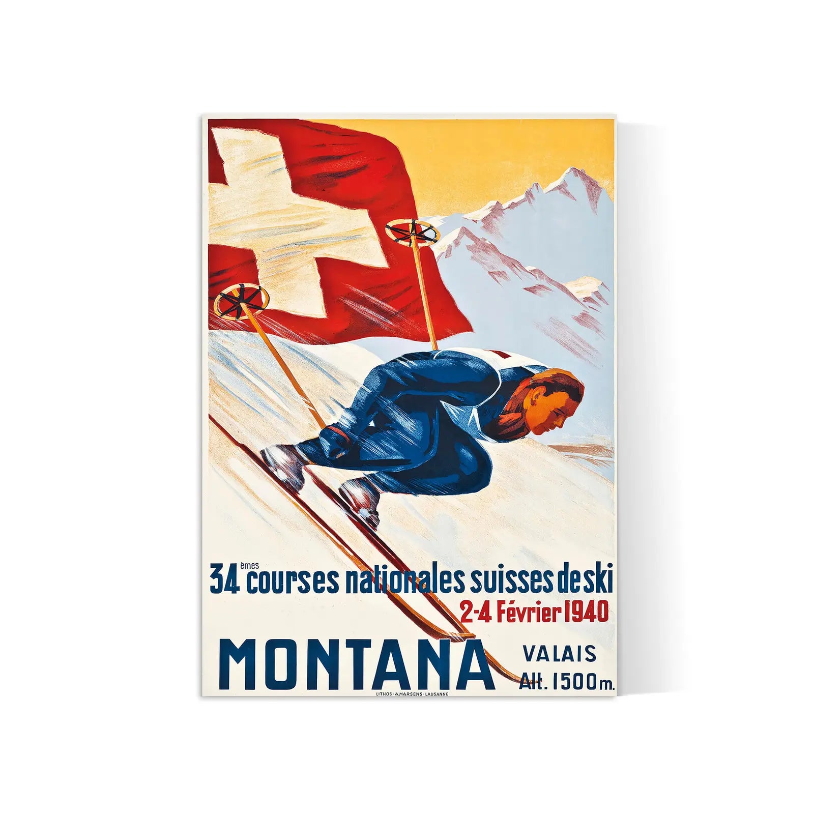 Vintage-Ski-Poster „Montana Valais“ – High Definition – 230 g/m² mattes Papier