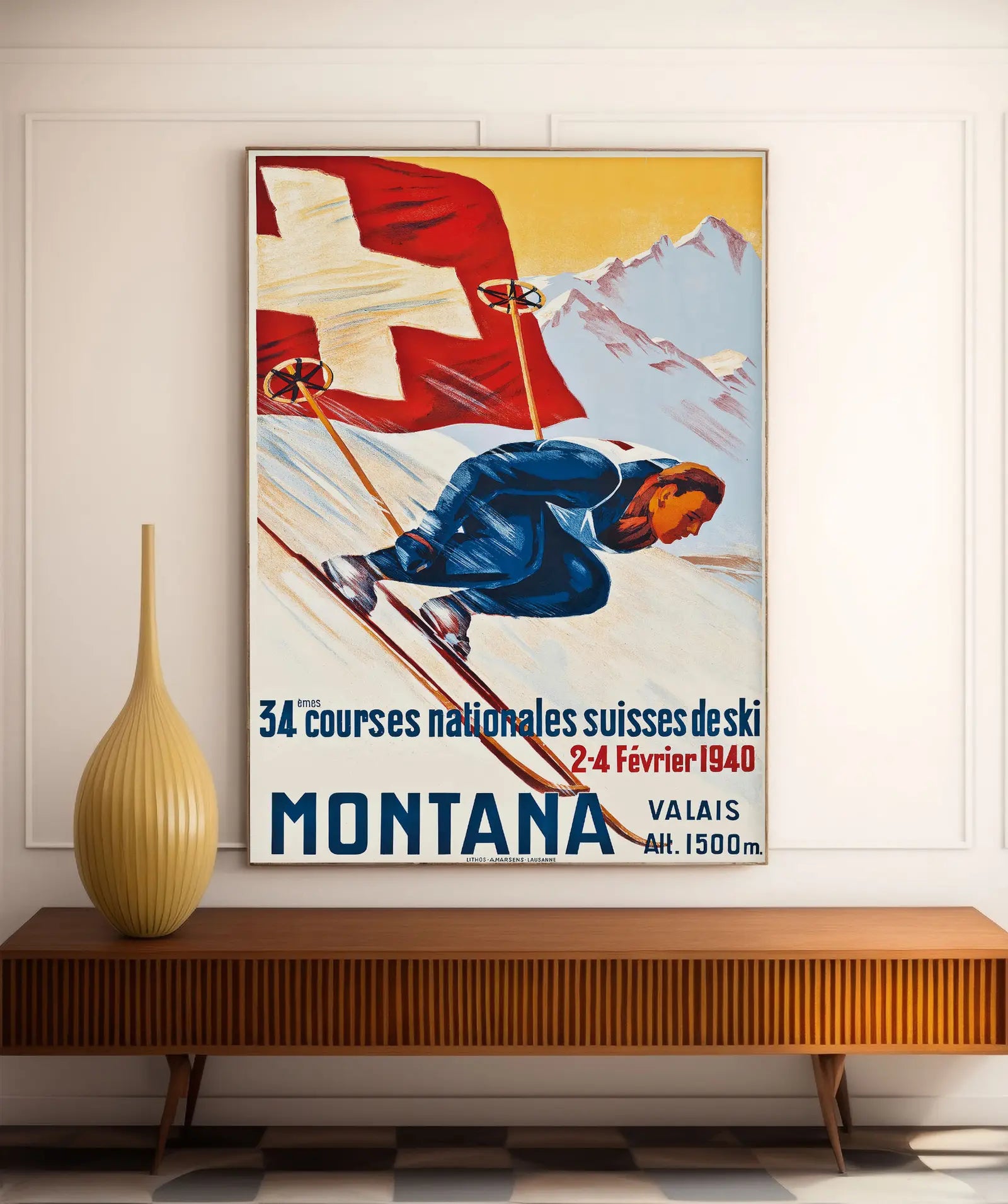 Vintage-Ski-Poster „Montana Valais“ – High Definition – 230 g/m² mattes Papier