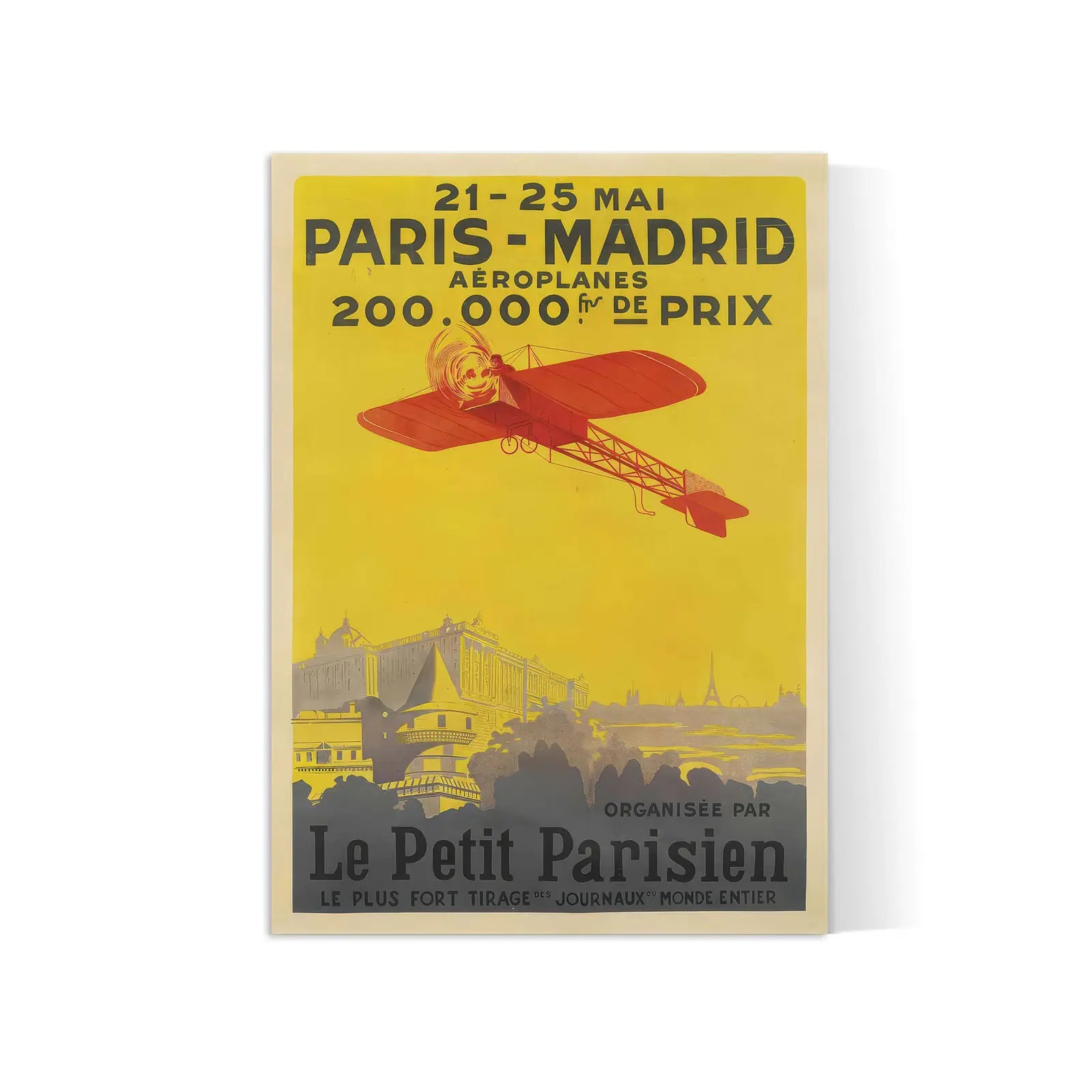 Vintage-Luftfahrtplakat „Paris-Madrid Le Petit Parisien“ – High Definition – 230 g/m² mattes Papier