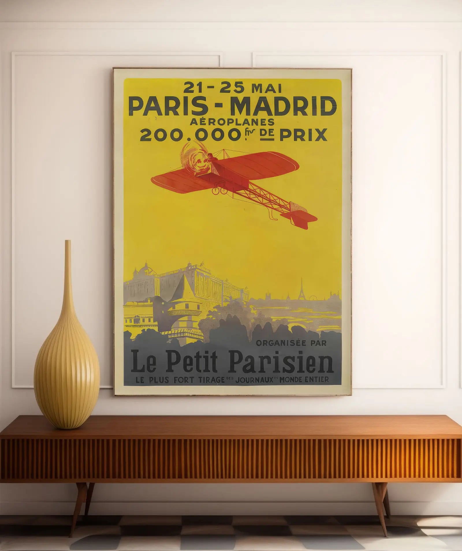 Vintage-Luftfahrtplakat „Paris-Madrid Le Petit Parisien“ – High Definition – 230 g/m² mattes Papier