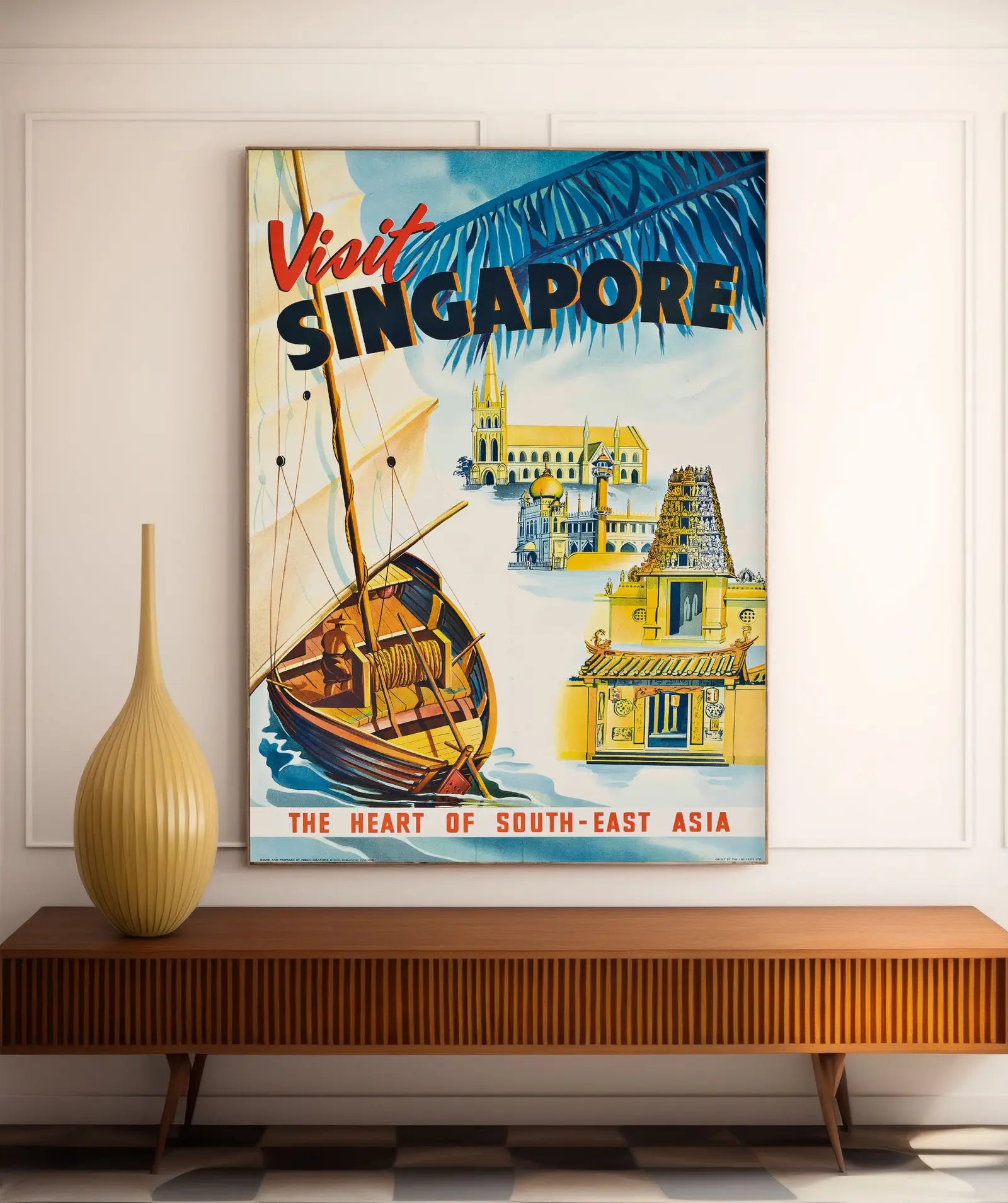 Vintage-Reiseplakat „Visit Singapore“ – High Definition – 230 g/m² mattes Papier