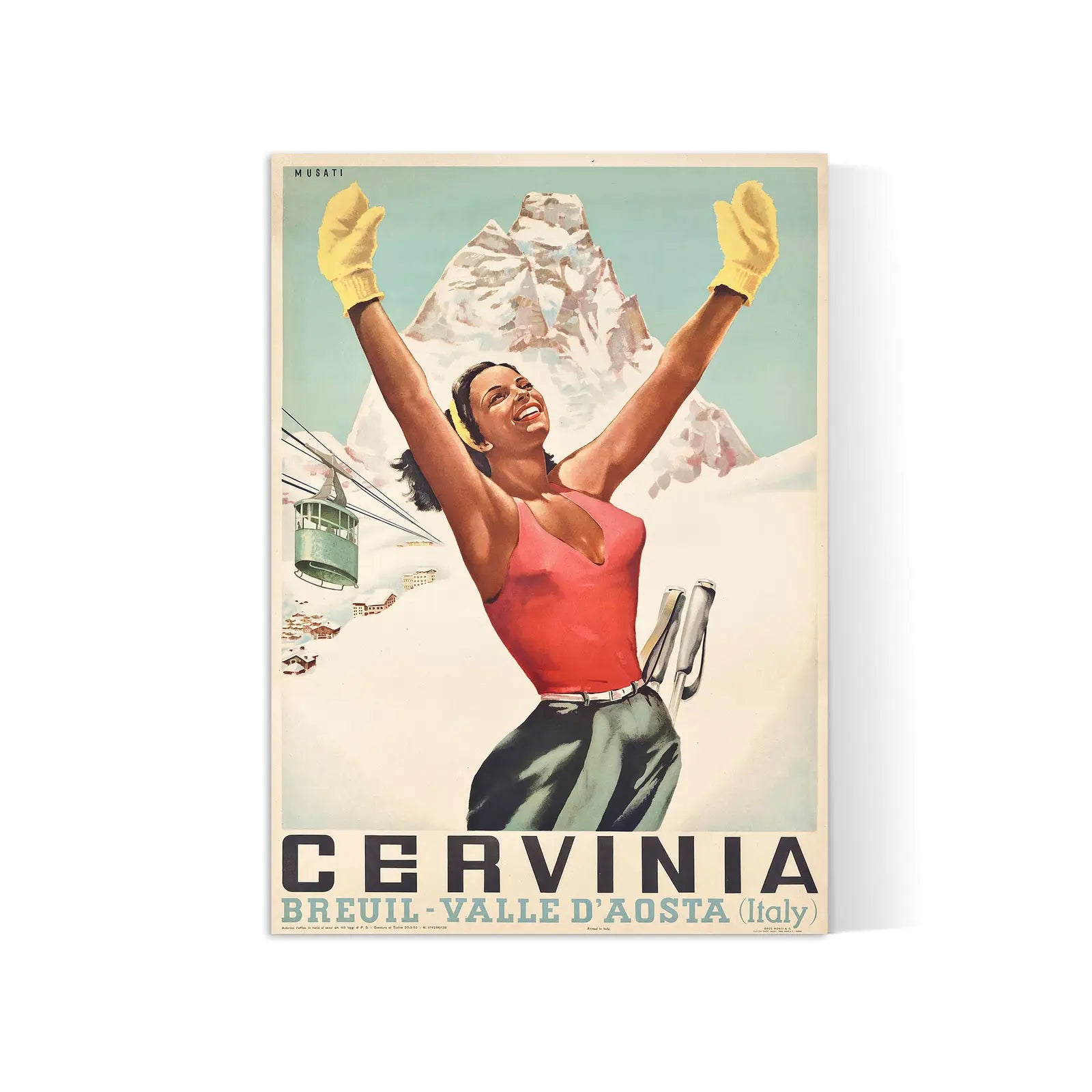 Vintage-Ski-Poster „Cervinia“ – Arnaldo Musati – High Definition – mattes Papier 230 g/m²