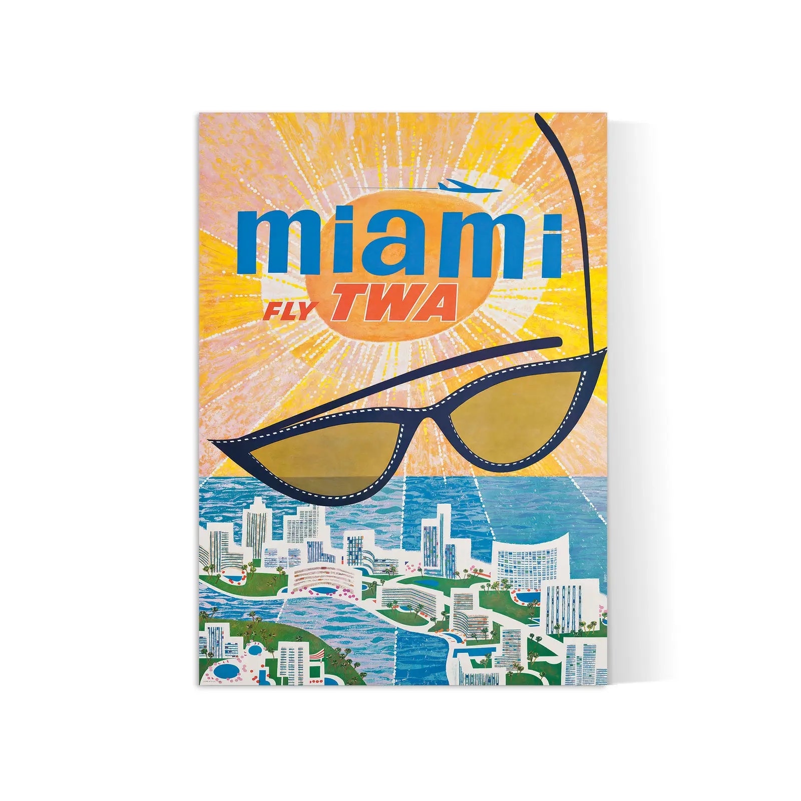 Vintage-Luftfahrtposter „Miami Fly TWA“ – David Klein – High Definition – mattes Papier 230 g/m²