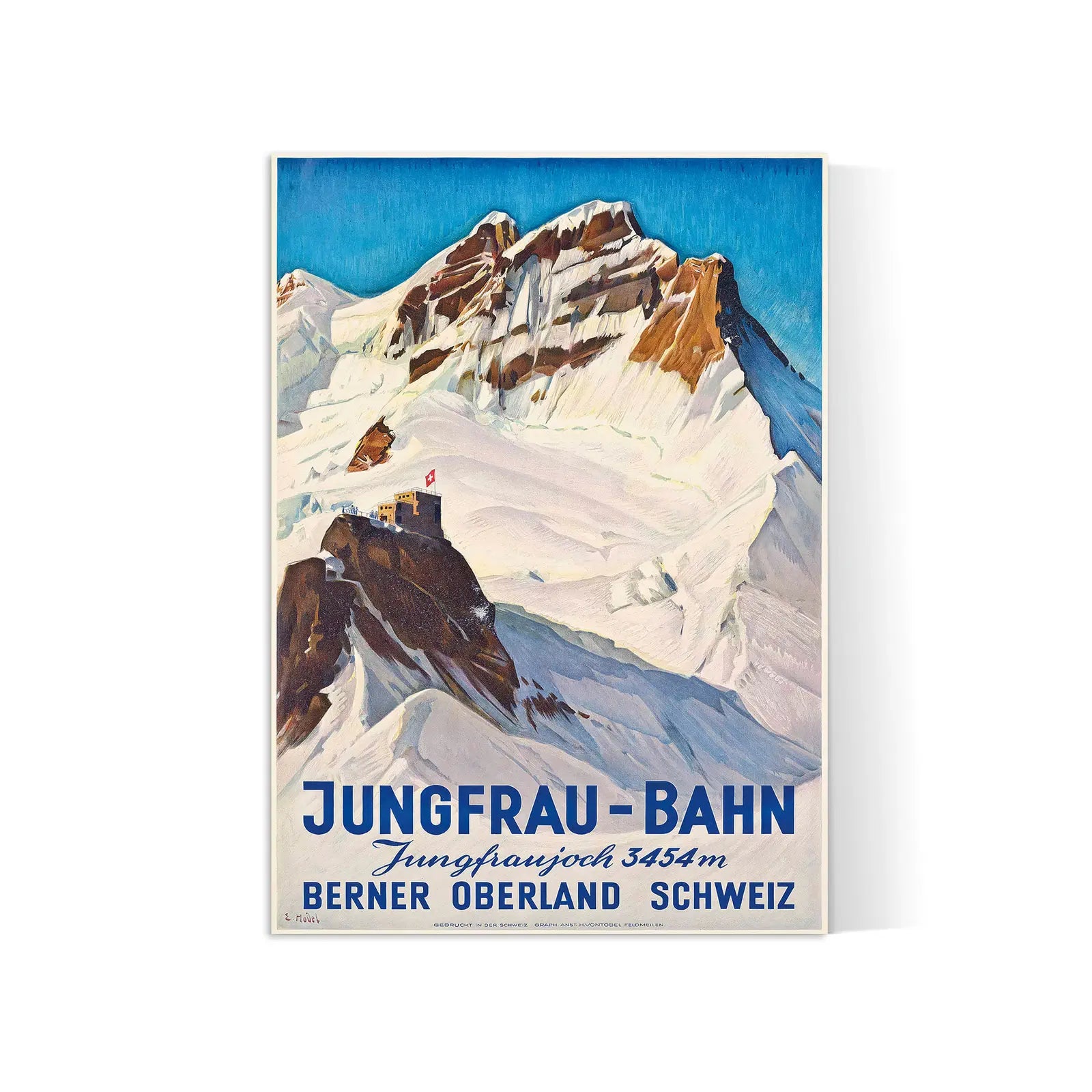 Vintage-Reiseplakat „Jungfrau Bahn“ – Ernst Hodel – High Definition – mattes Papier 230 g/m²