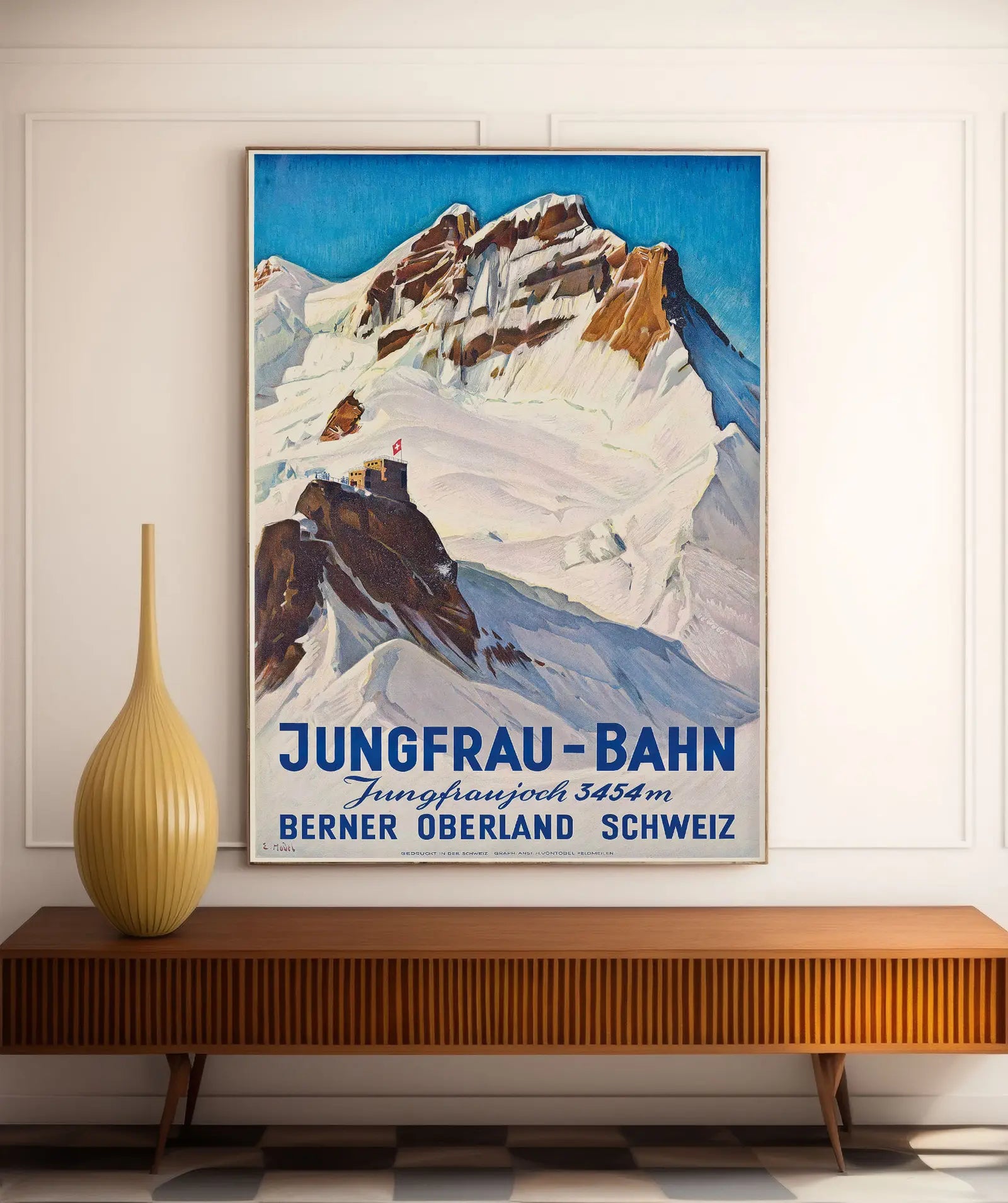 Vintage-Reiseplakat „Jungfrau Bahn“ – Ernst Hodel – High Definition – mattes Papier 230 g/m²