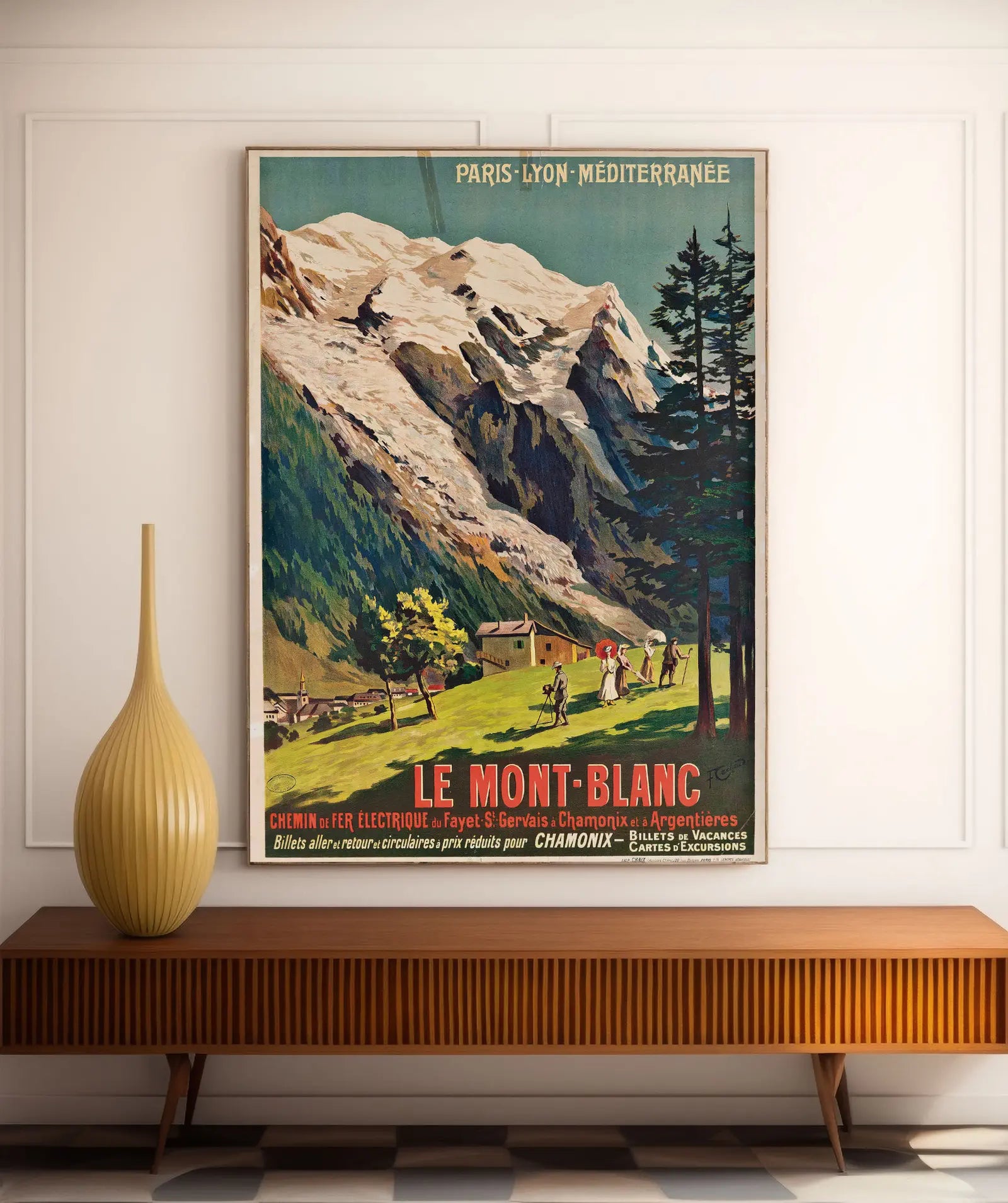 Vintage-Bergplakat „Le Mont Blanc Chamonix“ – François-Charles Cachoud – High Definition – mattes Papier 230 g/m²