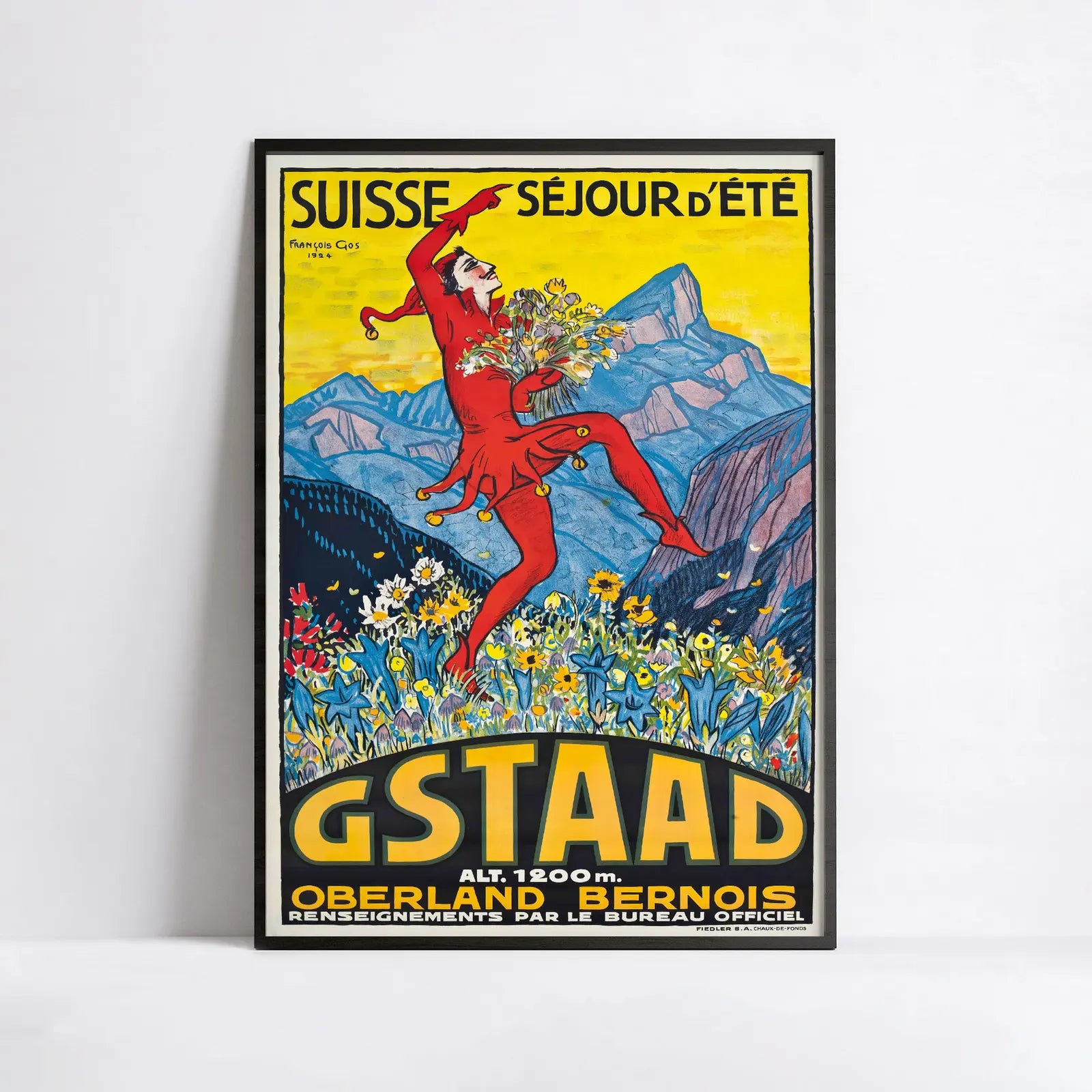 Vintage-Ski-Poster „Gstaad“ – François Gos – High Definition – mattes Papier 230 g/m²