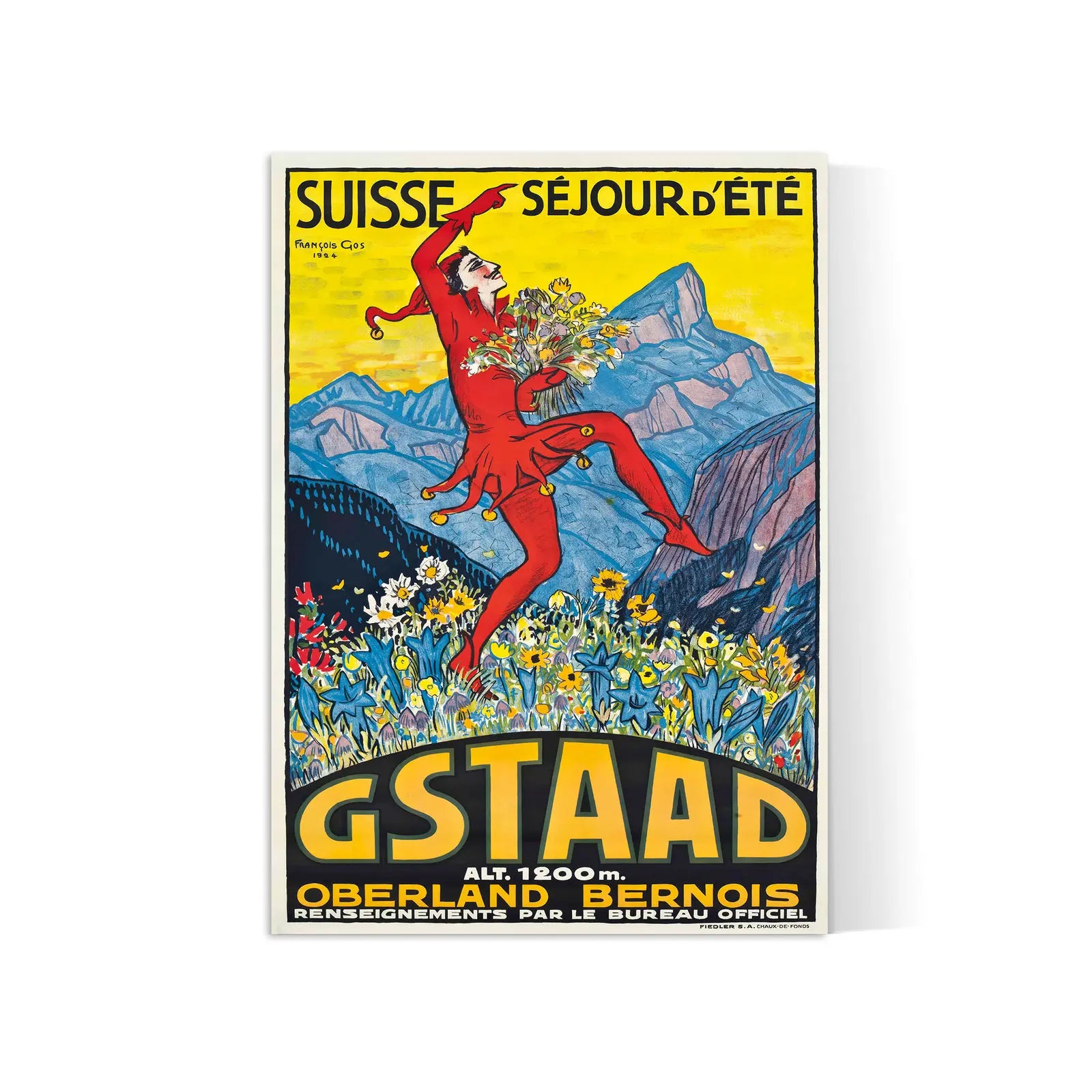 Vintage-Ski-Poster „Gstaad“ – François Gos – High Definition – mattes Papier 230 g/m²