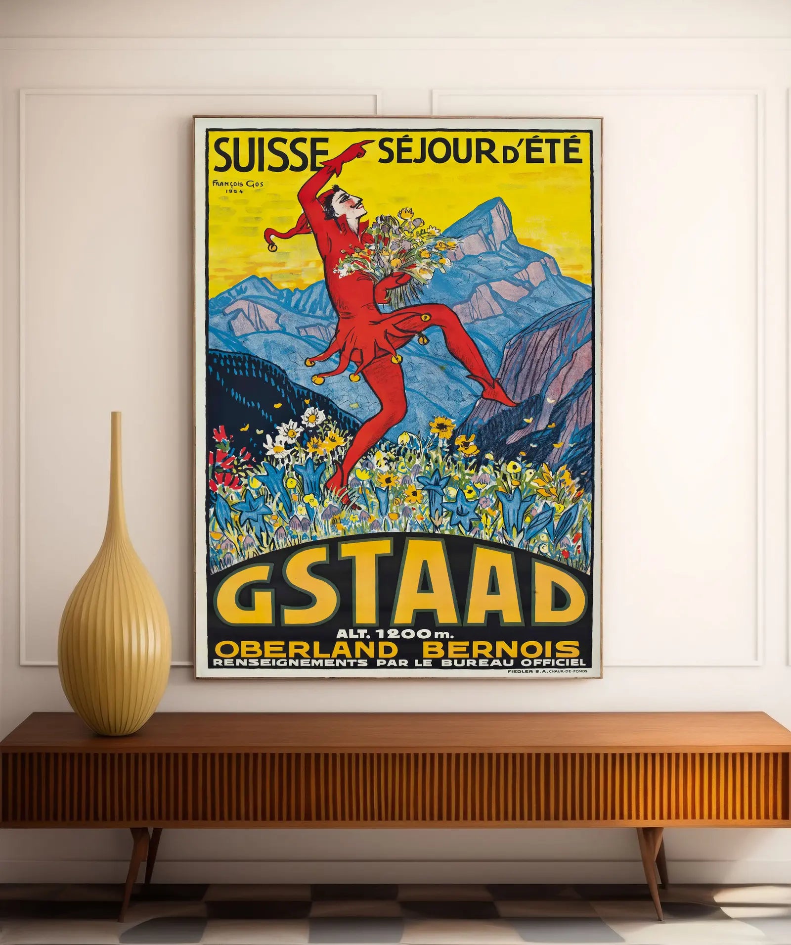 Vintage-Ski-Poster „Gstaad“ – François Gos – High Definition – mattes Papier 230 g/m²