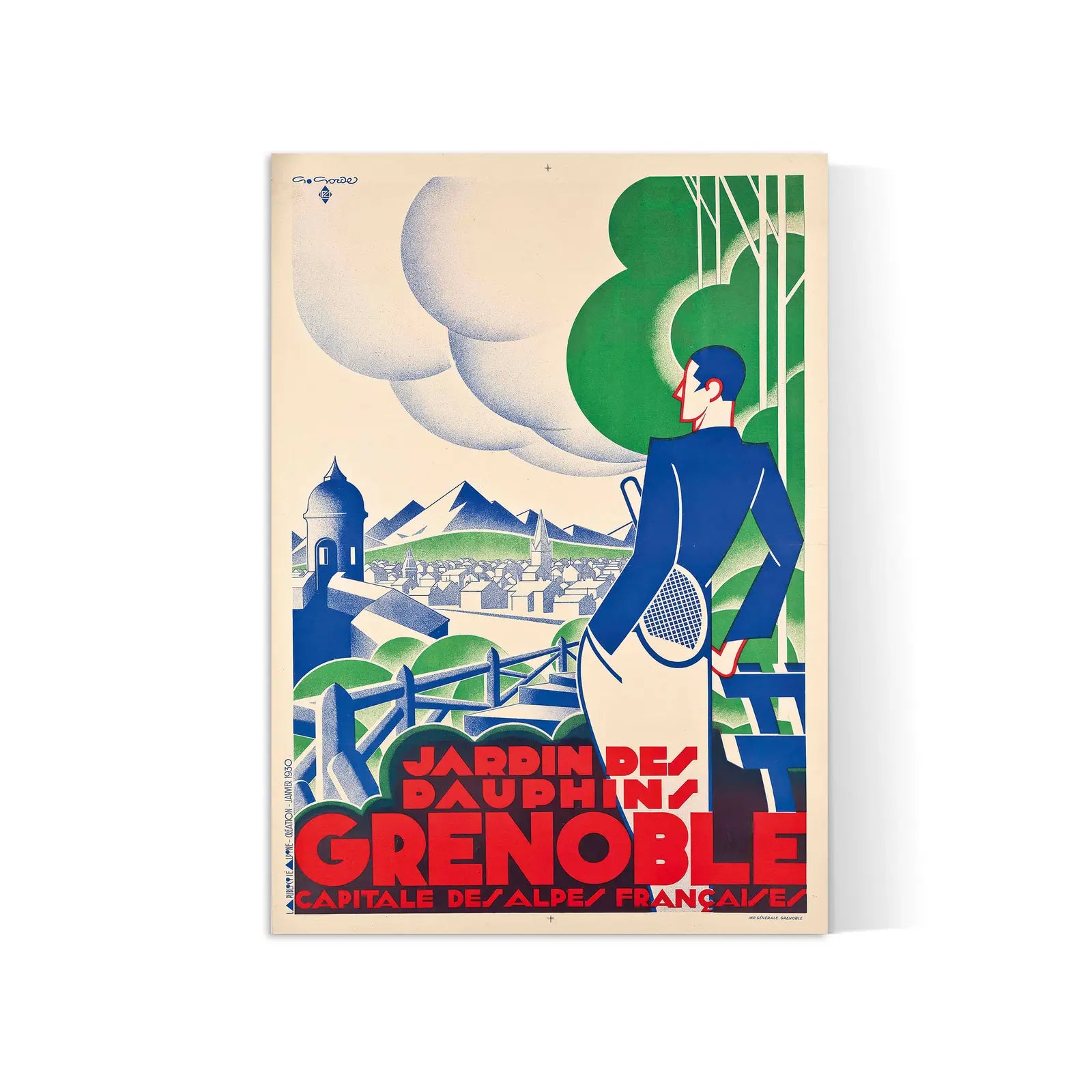 Vintage-Stadtplakat „Grenoble“ – Gaston Gorde – High Definition – mattes Papier 230 g/m²