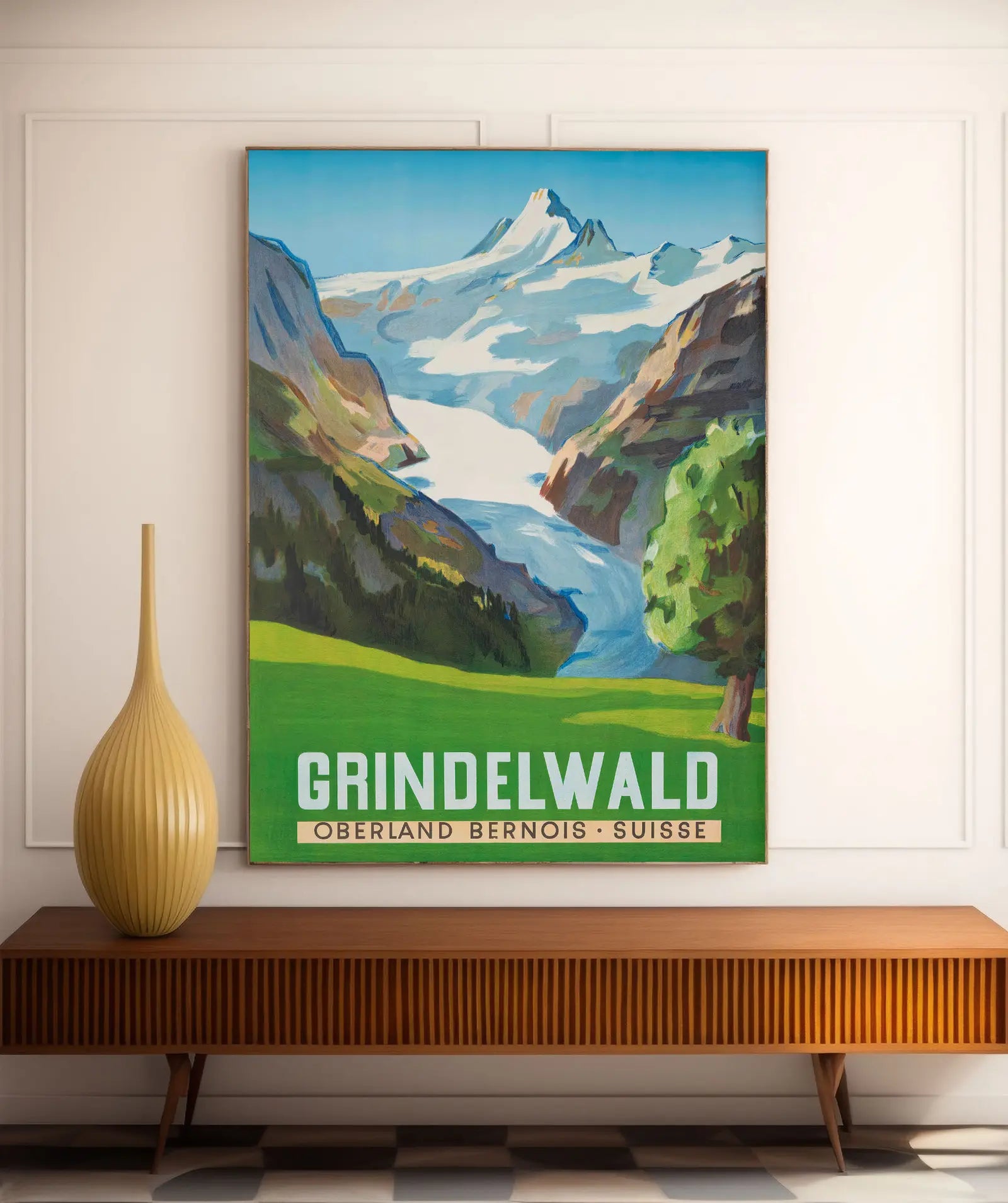 Vintage-Bergplakat „Grindelwald“ – Hans G. Jegerlehner – High Definition – mattes Papier 230 g/m²